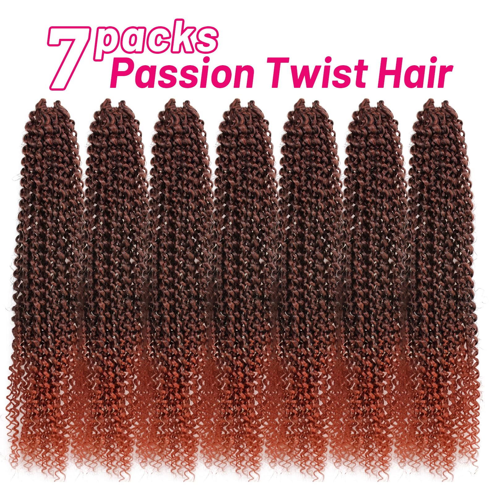 7 Packs Passion Twist Crochet Hair Braids 18 Inch Water Wave Synthetic Hair For Passion Twist Crochet Braiding Hair Goddess Locs