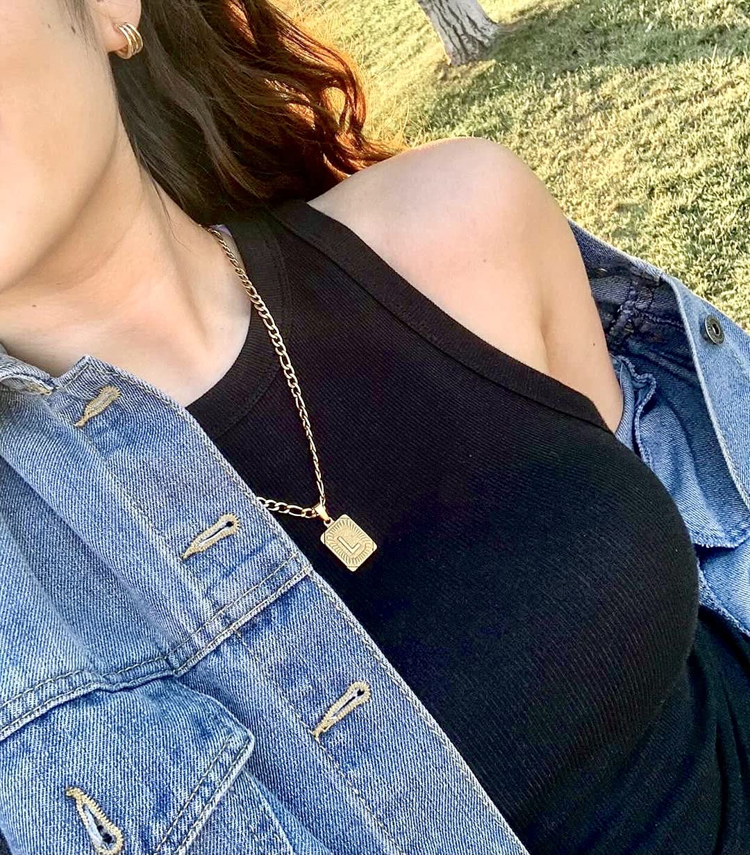 Memgift Preppy Necklace Dainty Trendy Paperclip Snake Choker Gold Filled Stainless Steel Figaro Chain Layered Necklaces Jewelry