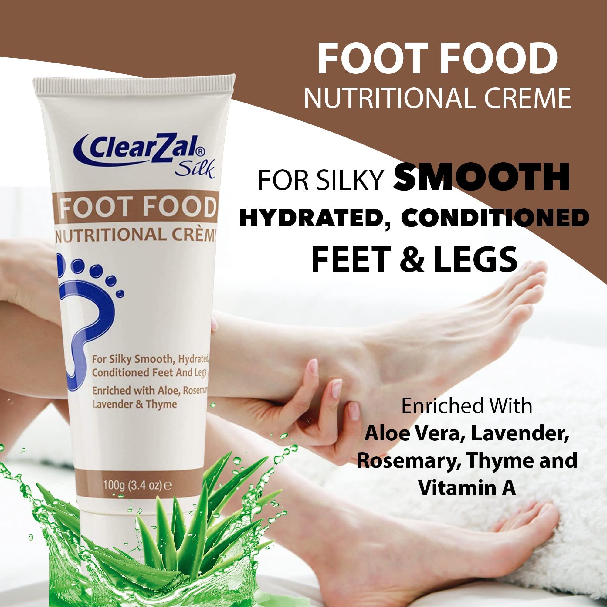 Clearzal Nutritional Foot Food Cream With Aloe Vera, Urea Based Cream, Quick Absorbing, Non-Greasy, Retains Skins Natural Hydrat