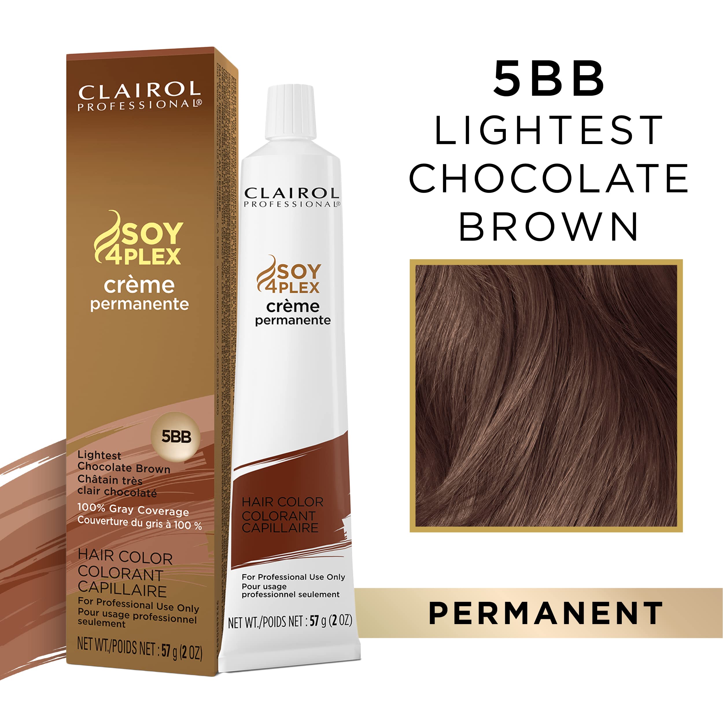 Clairol Professional Permanent Crme, 5Bb Lightest Chocolate Brown, 2Oz