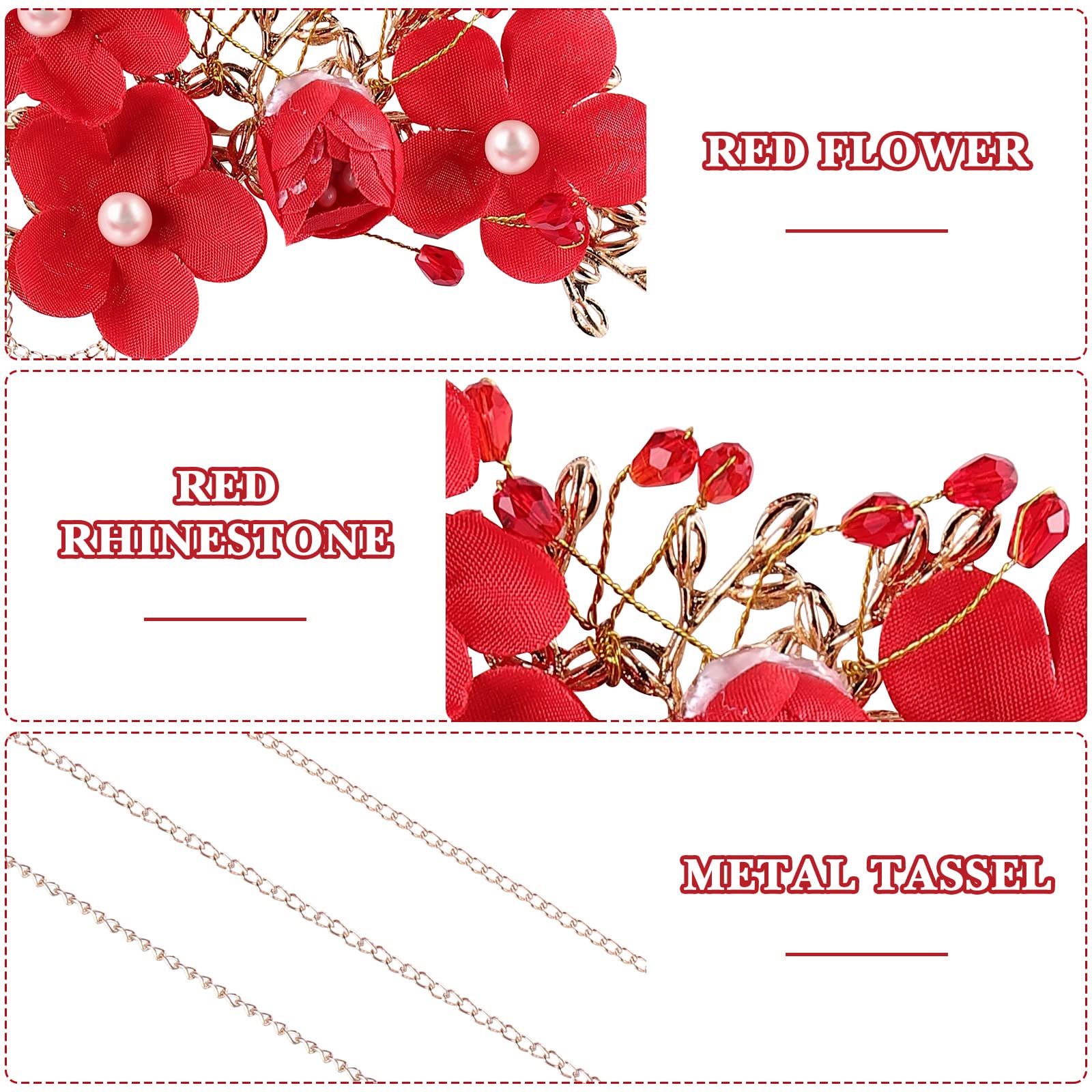 Beaupretty 1 Pair Bridal Tassel Hairpins Flower Pearl Rhinestone Chinese Traditional Style Hair Clip Headdress Festive Wedding H