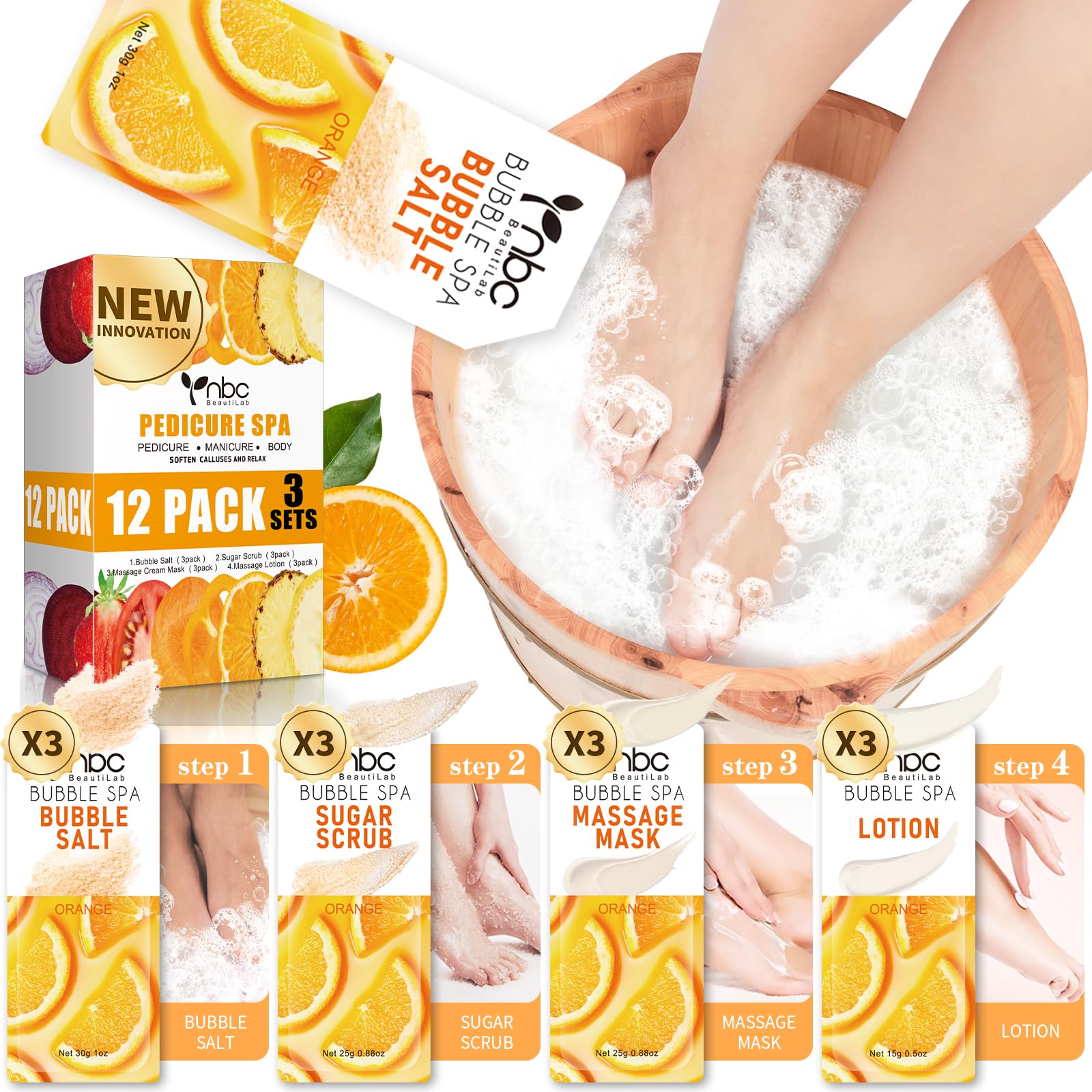 Foot Pedicure Spa Set,Foot Soak Spa Home Pedicure Kit With Bath Salt, Moisturizing Foot Scrub Cream Lotion, Foot Care For Dead S