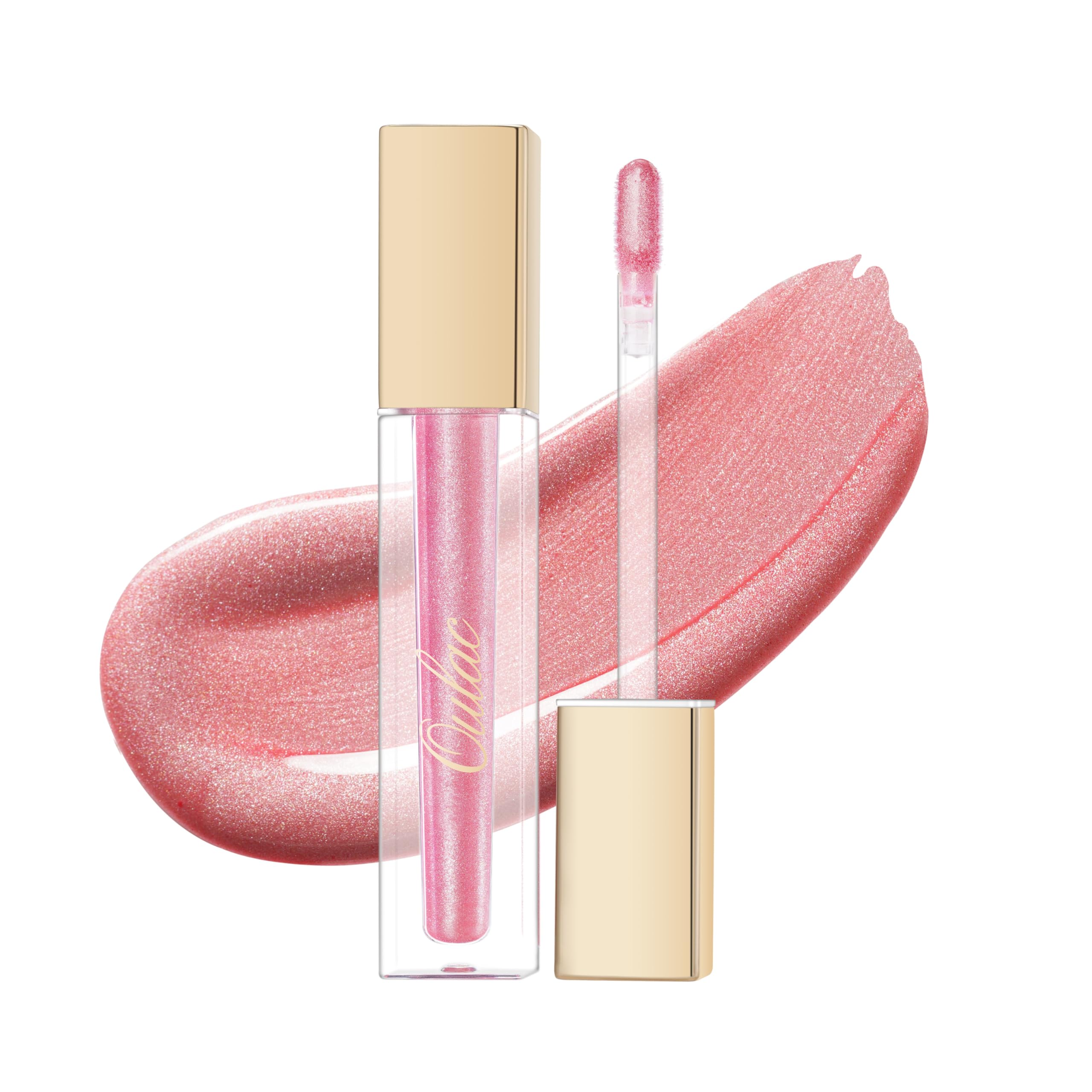 Oulac Pink Lip Gloss High-Shine Moisturizing Lip Gloss Oil Colorful Shade Liquid Lipstick Non-Stick Cup Glitter Lipstick Lip Tin