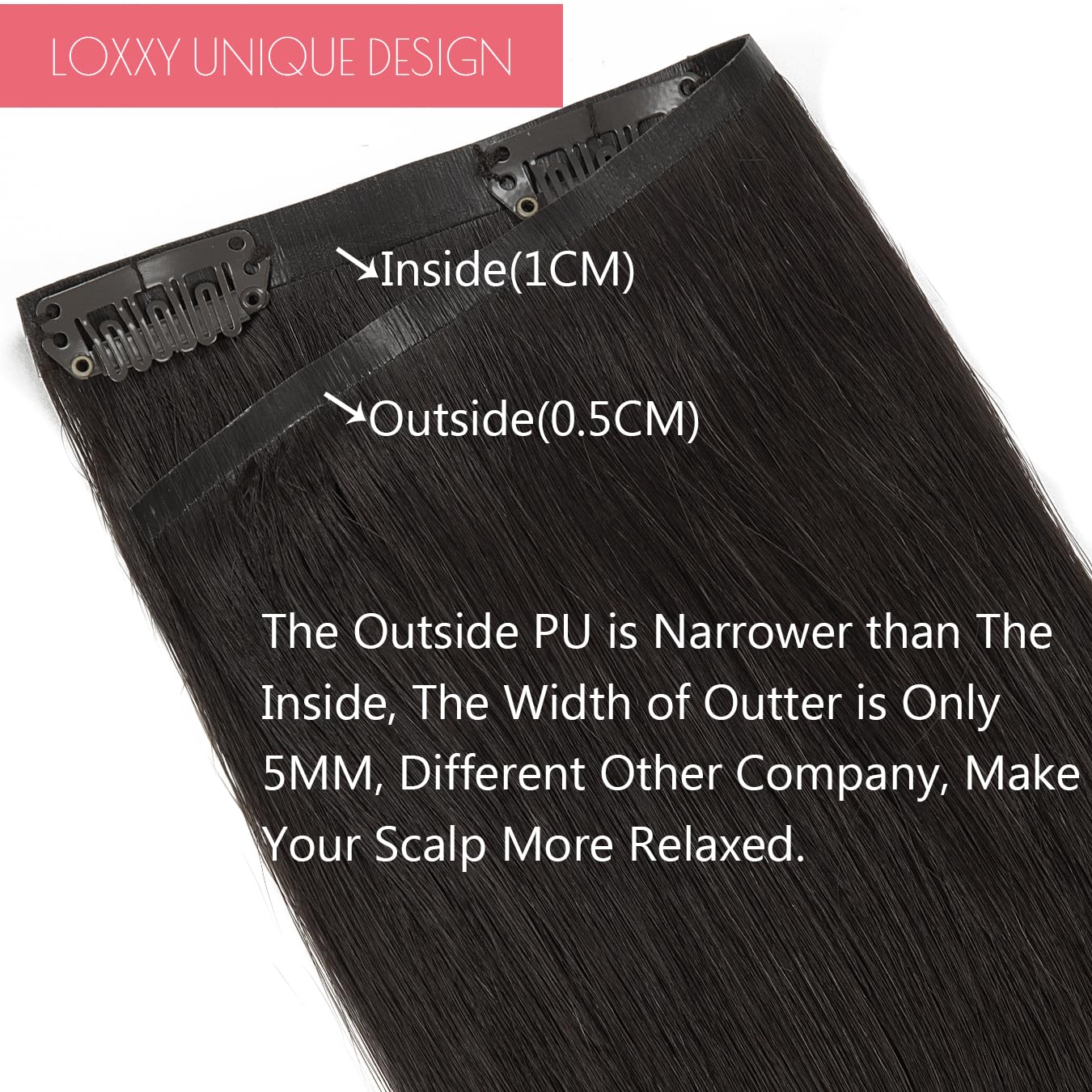 Loxxy Hair Extensions Clip In Human Hair Invisible Seamless Clip In Hair Extensions Human Hair Natural Black #1B Color 18Inch Re