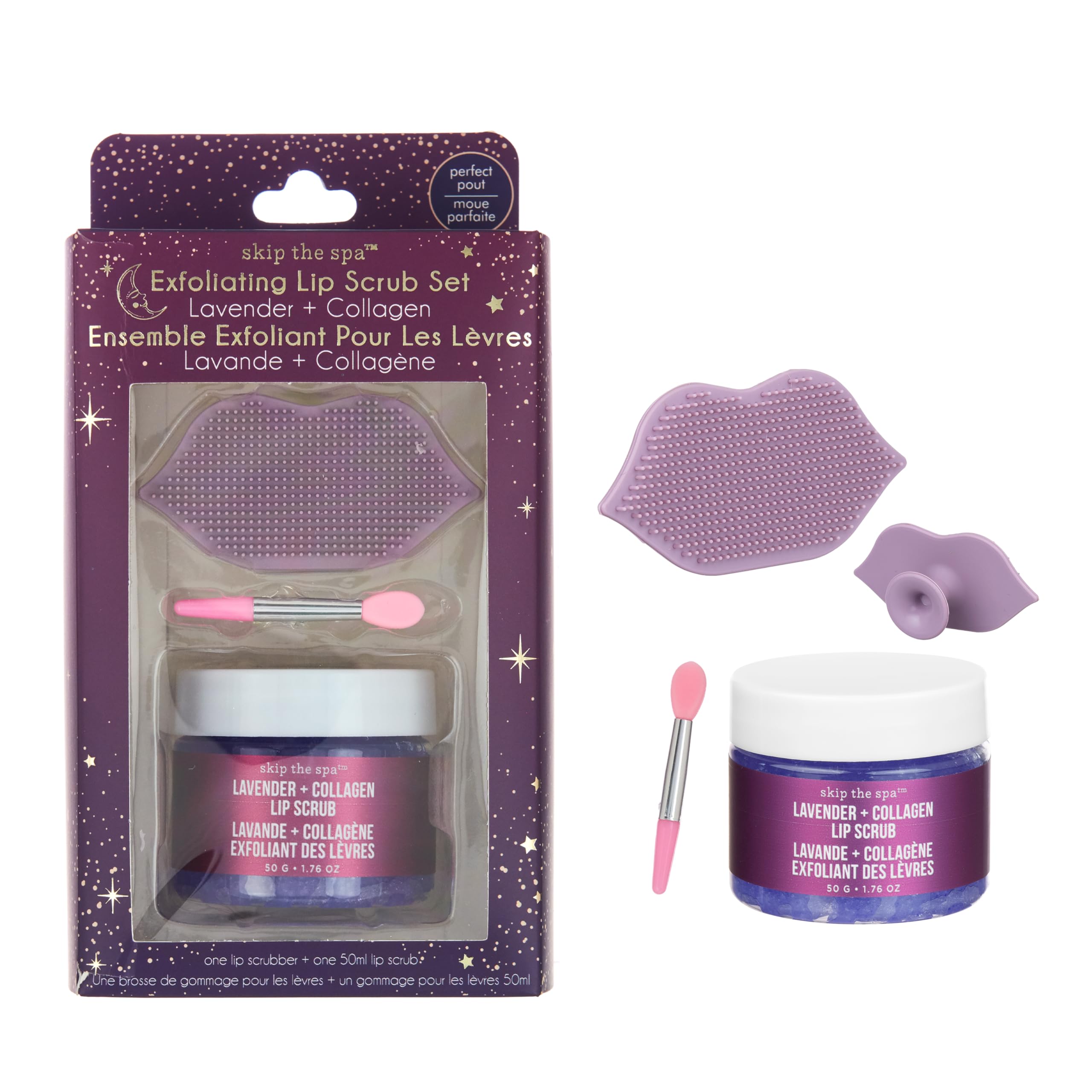 2pc Lavender & Collagen Lip Scrub Set  Smoothing & Plumping 50g 1.76 oz