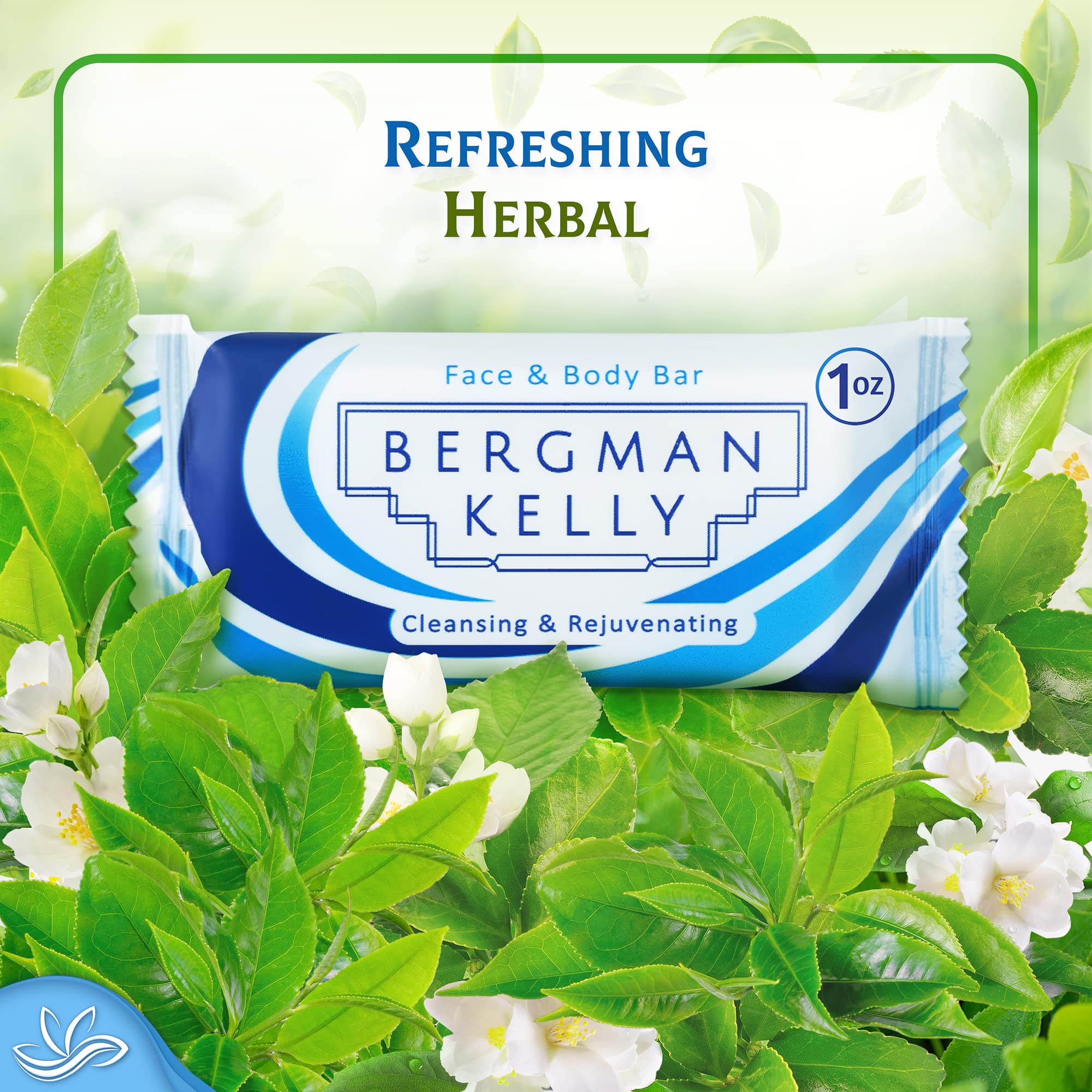 Bergman Kelly - Hotel Soap Bars - White Tea, 1 Oz, 200 Pk - Travel Size Luxury Bulk Amenities Bar Soap - Mini Individually Wrapp