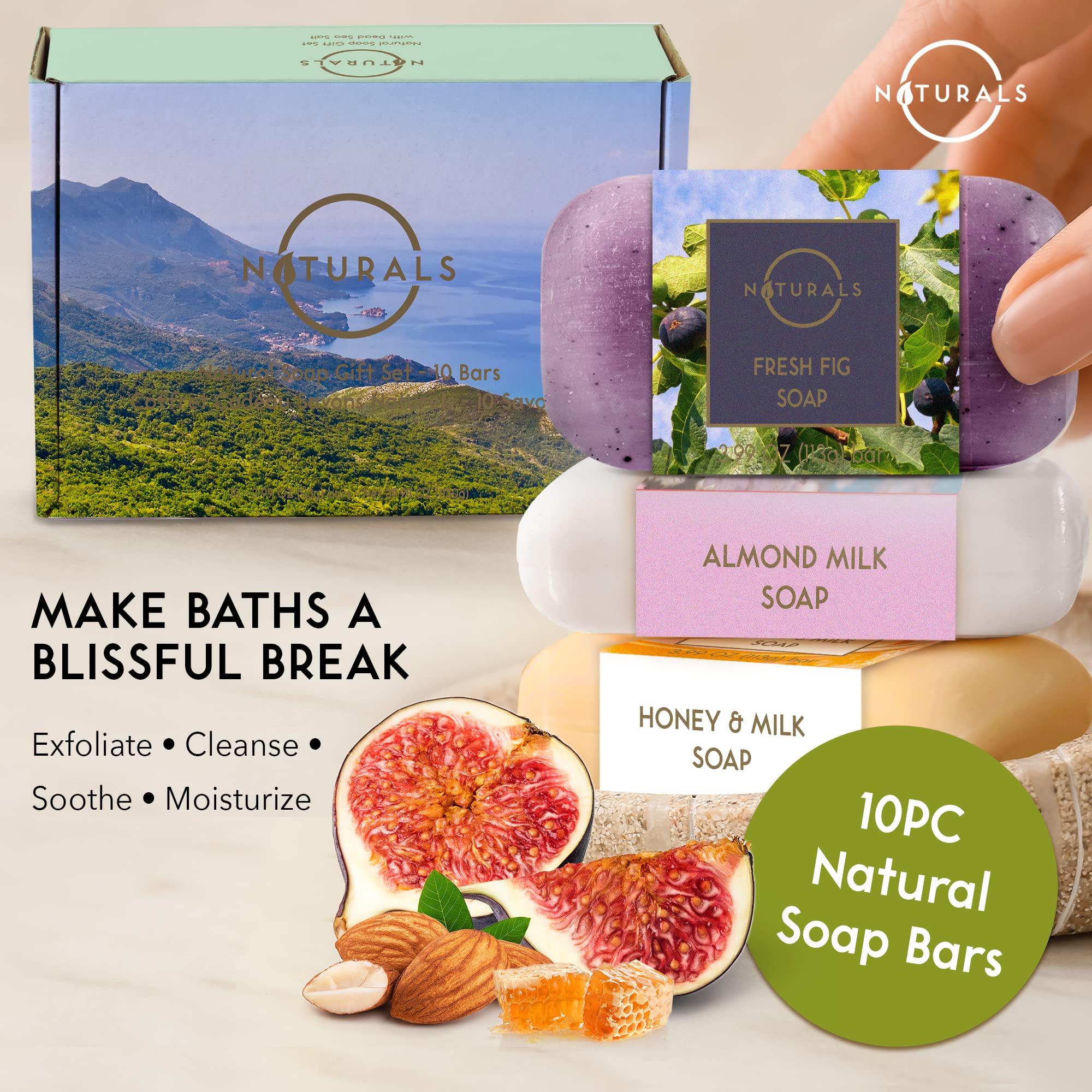 O Naturals 10Pc Bar Soap For Men & Women - Natural Soap, Bath Soap Bar For Women - Natural Soap For Men, Natural Bar Soap, Soap