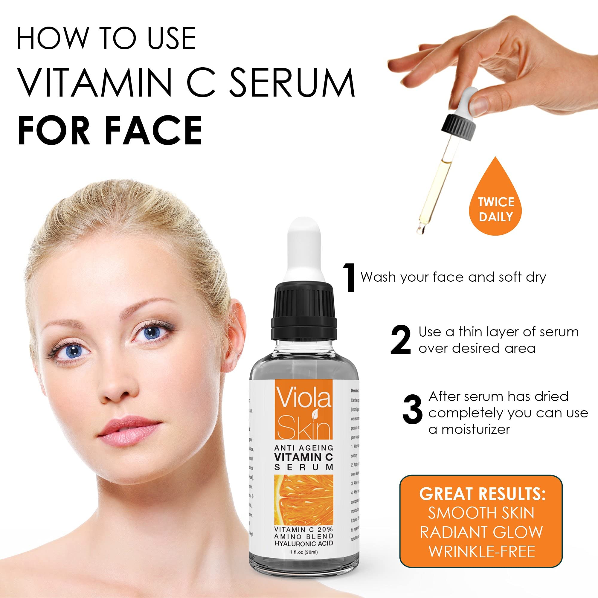 PREMIUM Vitamin c Serum For Face with Hyaluronic Acid Serum - Anti Ageing & Anti Wrinkle Serum - This Vegan Vitamin c Serum Will