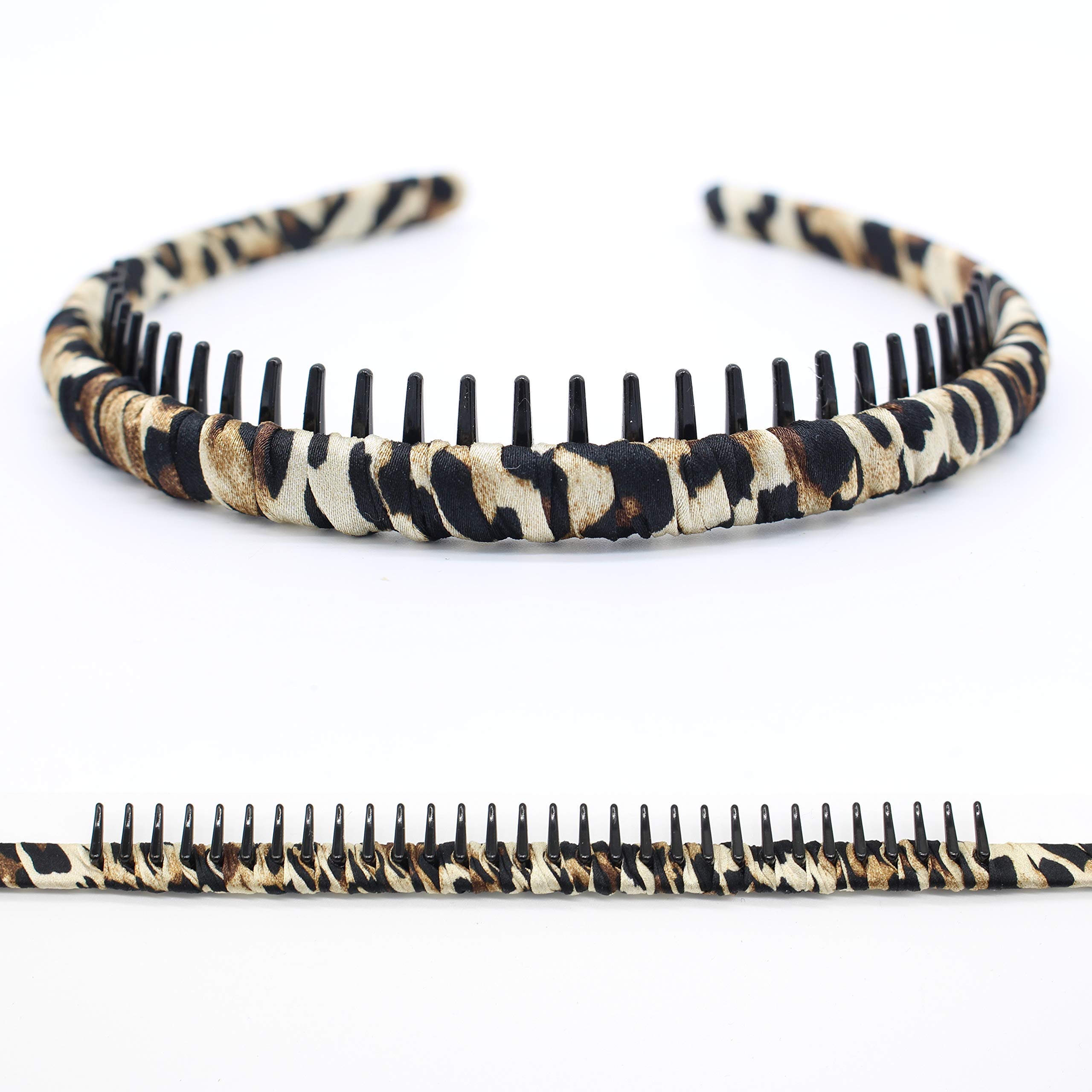 JOBAND Leopard Print hairbands,hair Headbands for women,Fashion Hair Accessories,Non-slip Resin comb teeth hair hoop ((Pack of 4