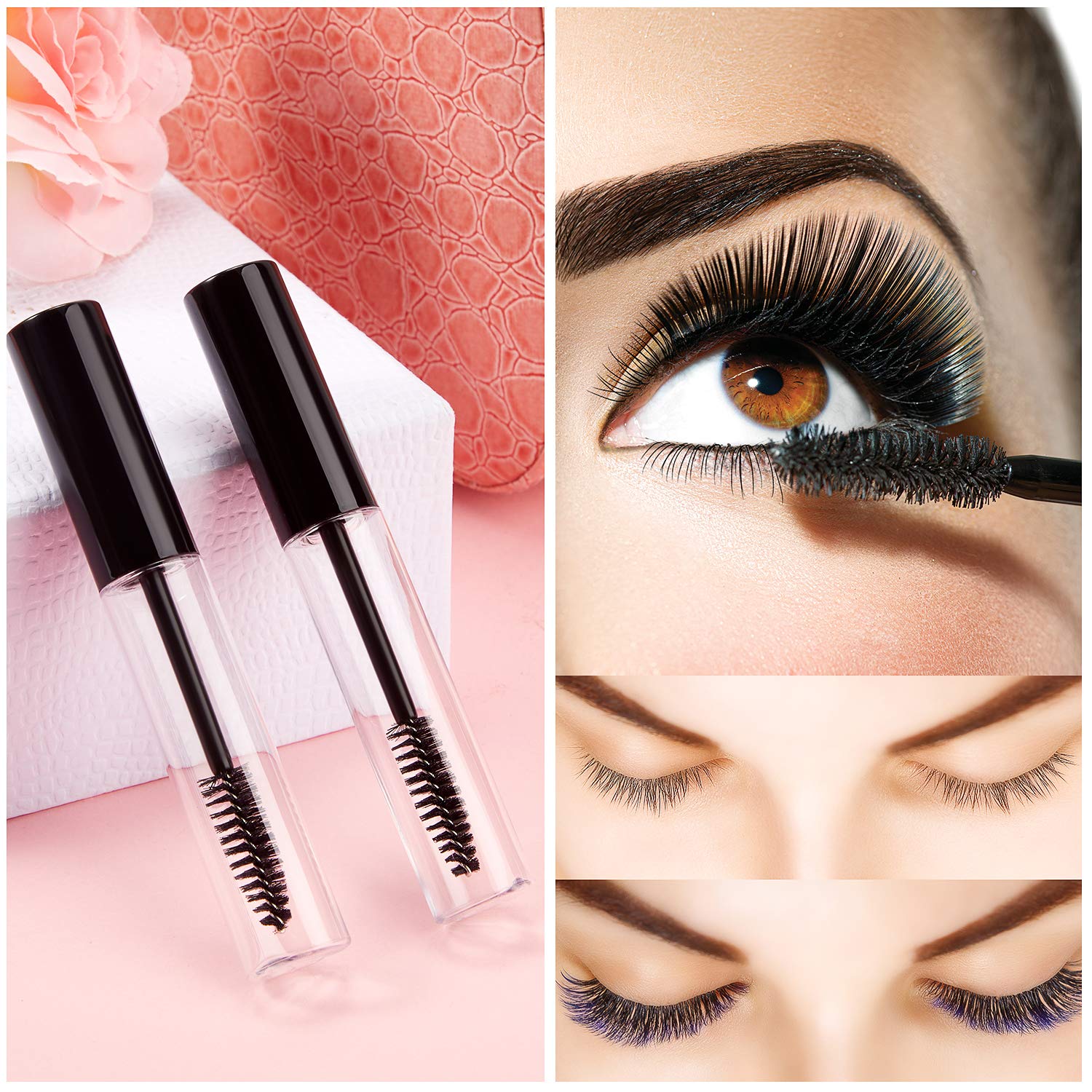 30 Pieces 10 ml Empty Mascara Tubes Eyelash Wand Refillable Clear Bottles Cream Container with 4 Pieces Transparent Funnels Tran