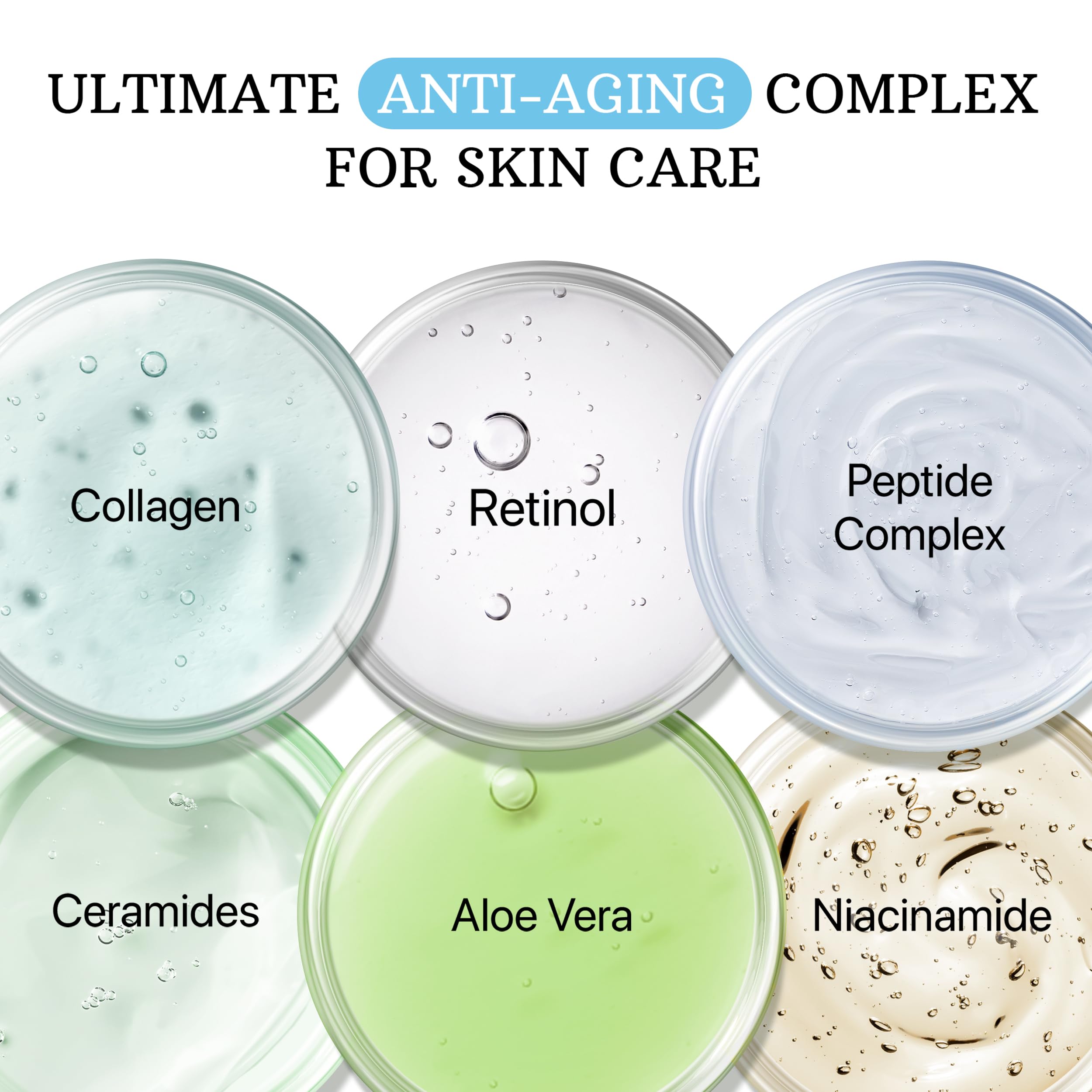 Retinol Cream for Face, Day and Night Anti Aging Face Cream, Anti Wrinkle Collagen Moisturizer for Face with Niacinamide and Pep