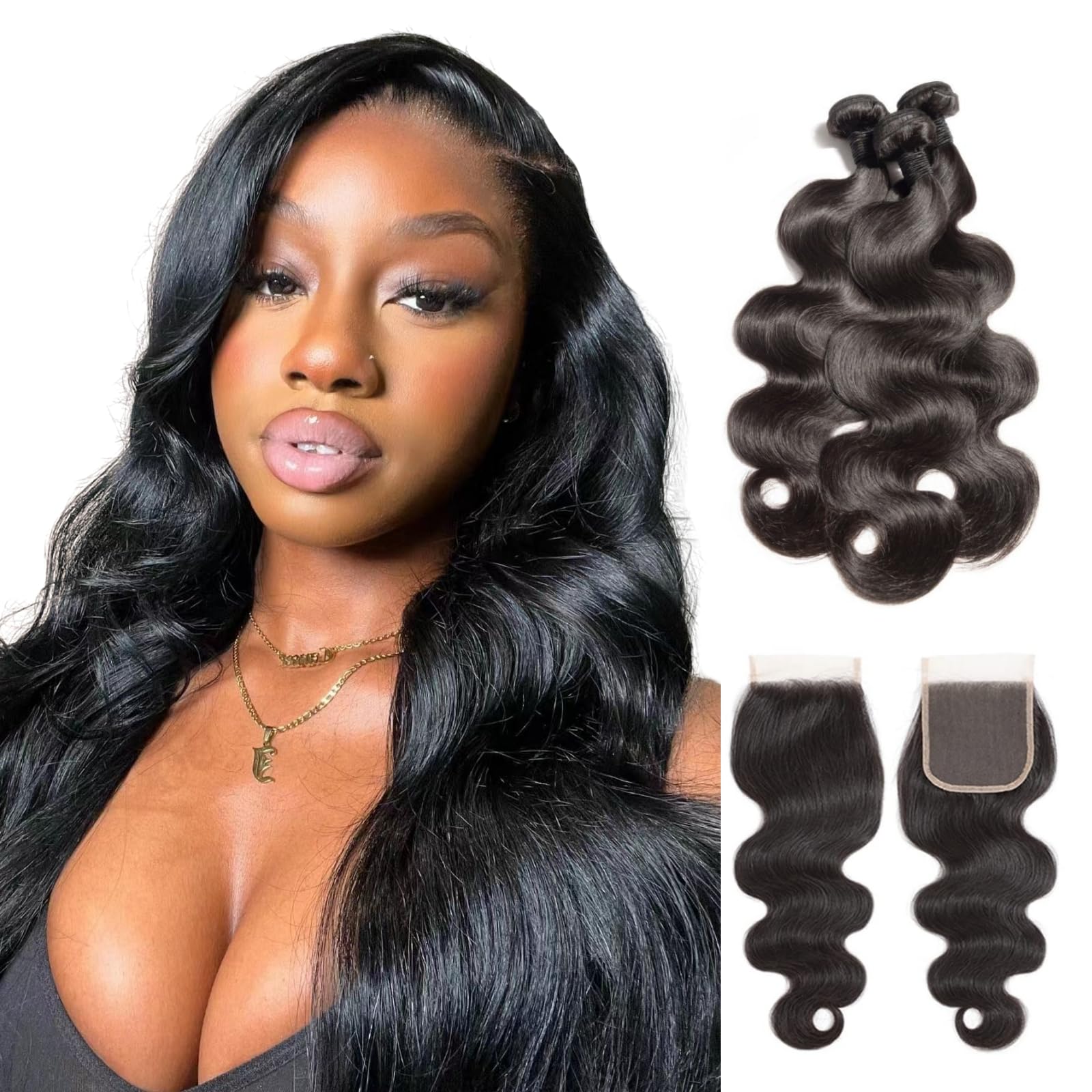 Body Wave Bundles Human Hair 18 Inch Body Wave Bundles 10A Brazilian 100% Unprocessed Virgin Human Hair Wet and Wavy Bundles Dou