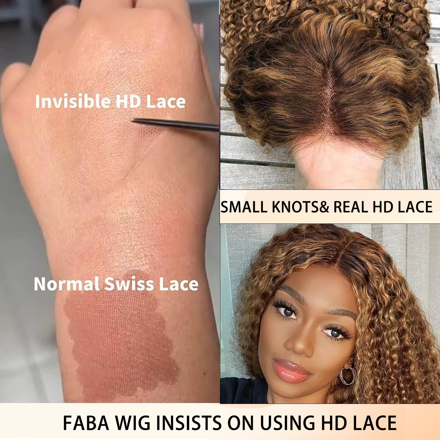 Faba Ombre Deep Wave Lace Front Wig 26 Inch 13X4 Honey Blonde Glueless Wigs Human Hair Brown Wig With Highlights 180% Density Hi