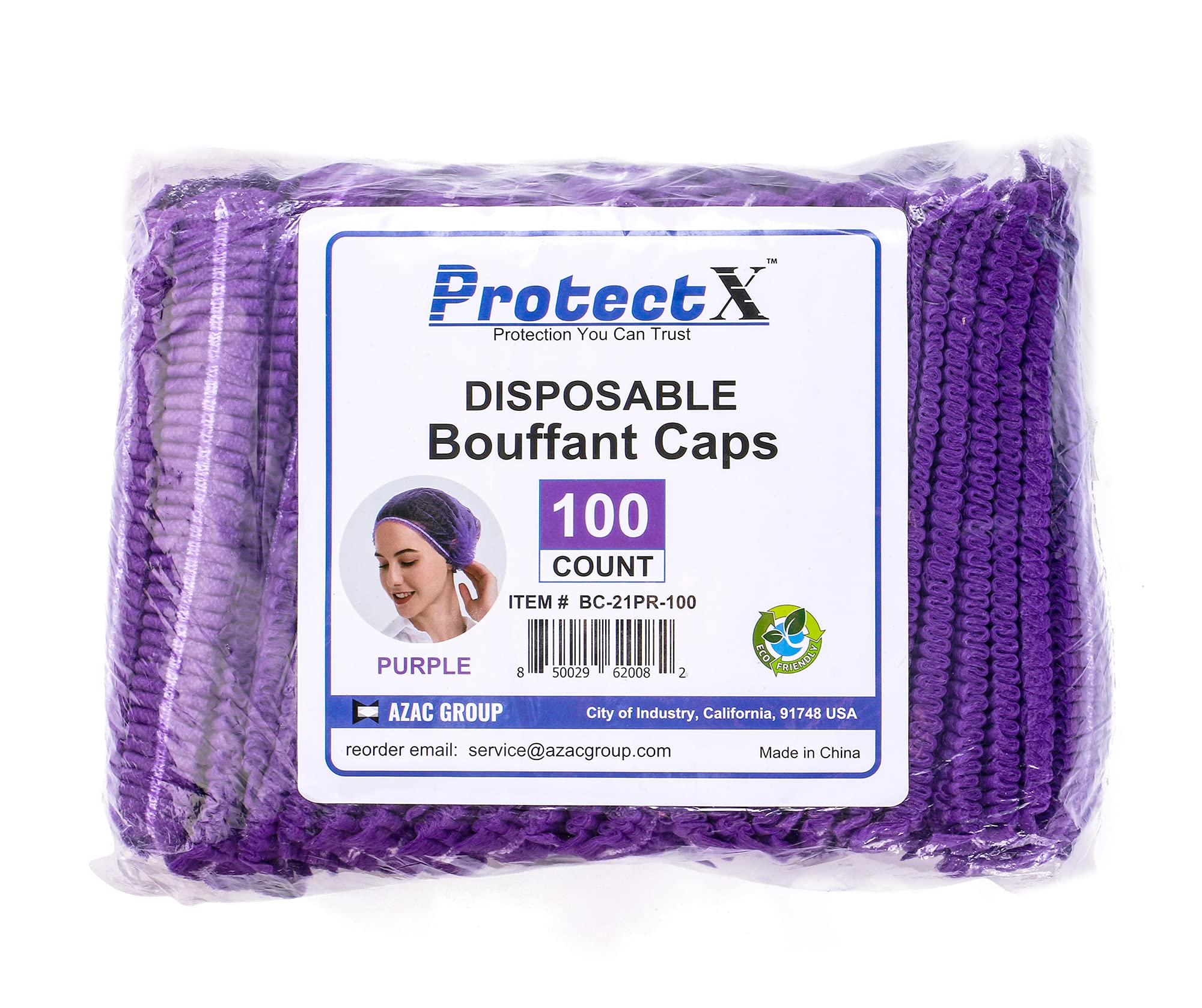 Protectx Disposable Bouffant (Hair Net) Caps Hair Head Cover Nets 21    (Purple 100 Pack)