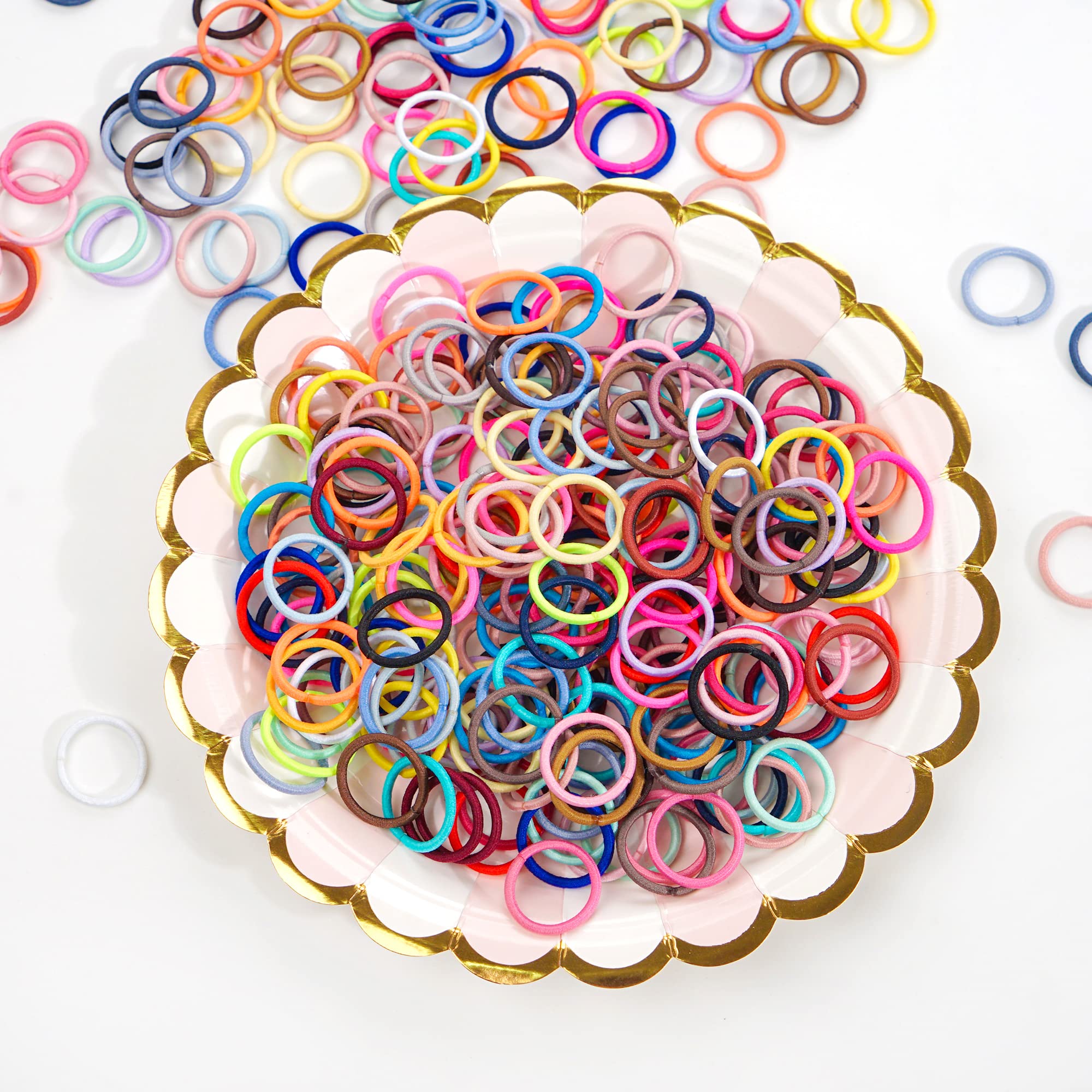 CÉLLOT Baby Hair Ties - 360PCS Elastic Ponytail Holders, No Crease, 2cm Diameter, Mix Colors, Ideal for Toddlers & Kids
