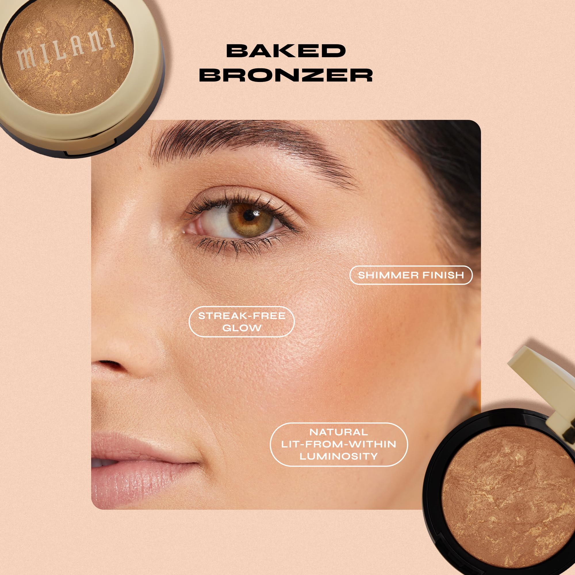 Milani Baked Bronzer - Soleil, Cruelty-Free Shimmer Bronzing Powder To Use For Contour Makeup, Highlighters Makeup, Bronzer Make
