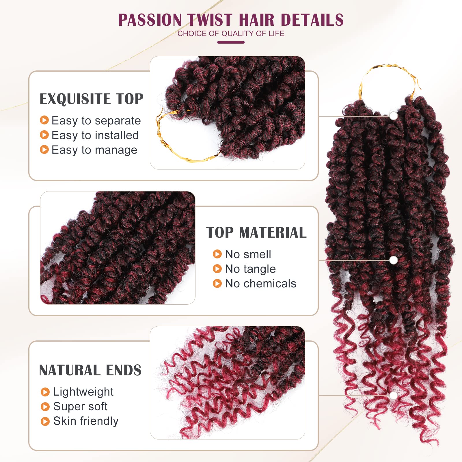 Passion Twist Crochet Hair,Pretwisted Passion Twist Hair,Passion Twist Hair 12 Inch,8 Packs Short Passion Twist Crochet Braids,P