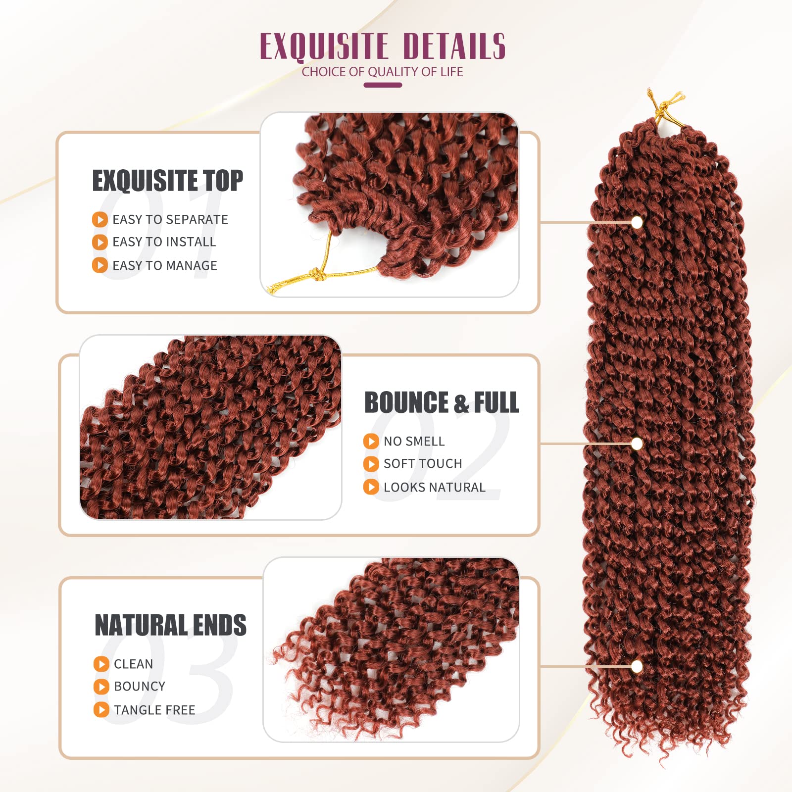 Dansama Passion Twist Hair Water Wave Braiding Hair For Butterfly Style Crochet Braids Bohemian Hair Extensions (24 Inch (Pack O