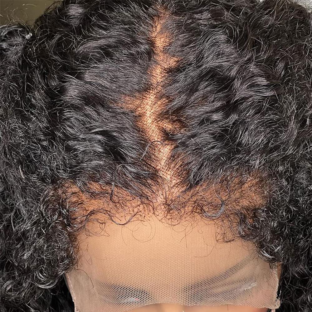 Youleas 180% Density 13X4 Kinky Curly Edges Baby Hair Lace Wig Deep Wave Curly Lace Front Human Hair Wigs Kinky Curly Edges Hair