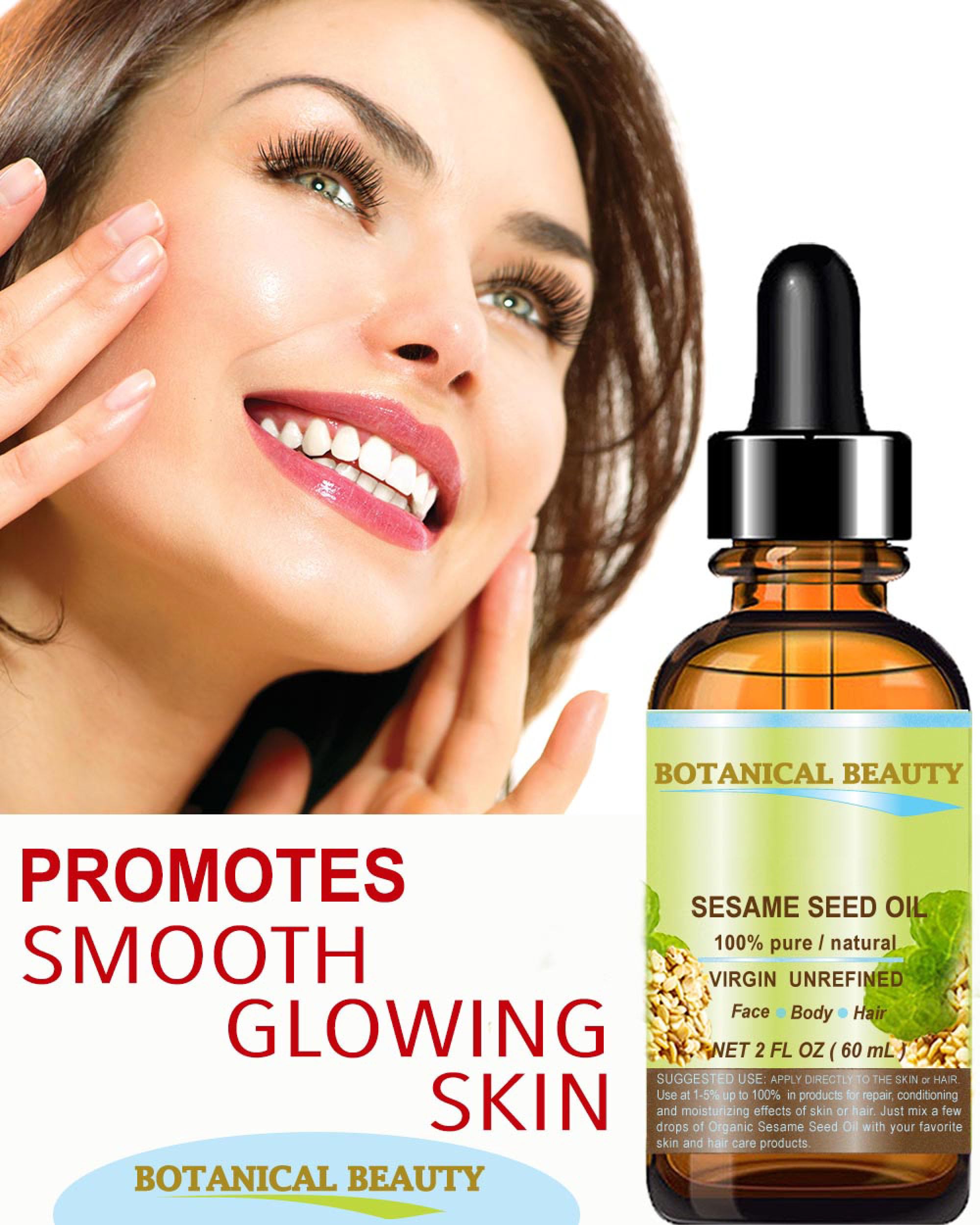 Sesame Seed Oil 100% Pure Natural Virgin Unrefined Undiluted Cold Pressed Carrier Oil For Face, Skin, Body, Hair, Massage, Nails
