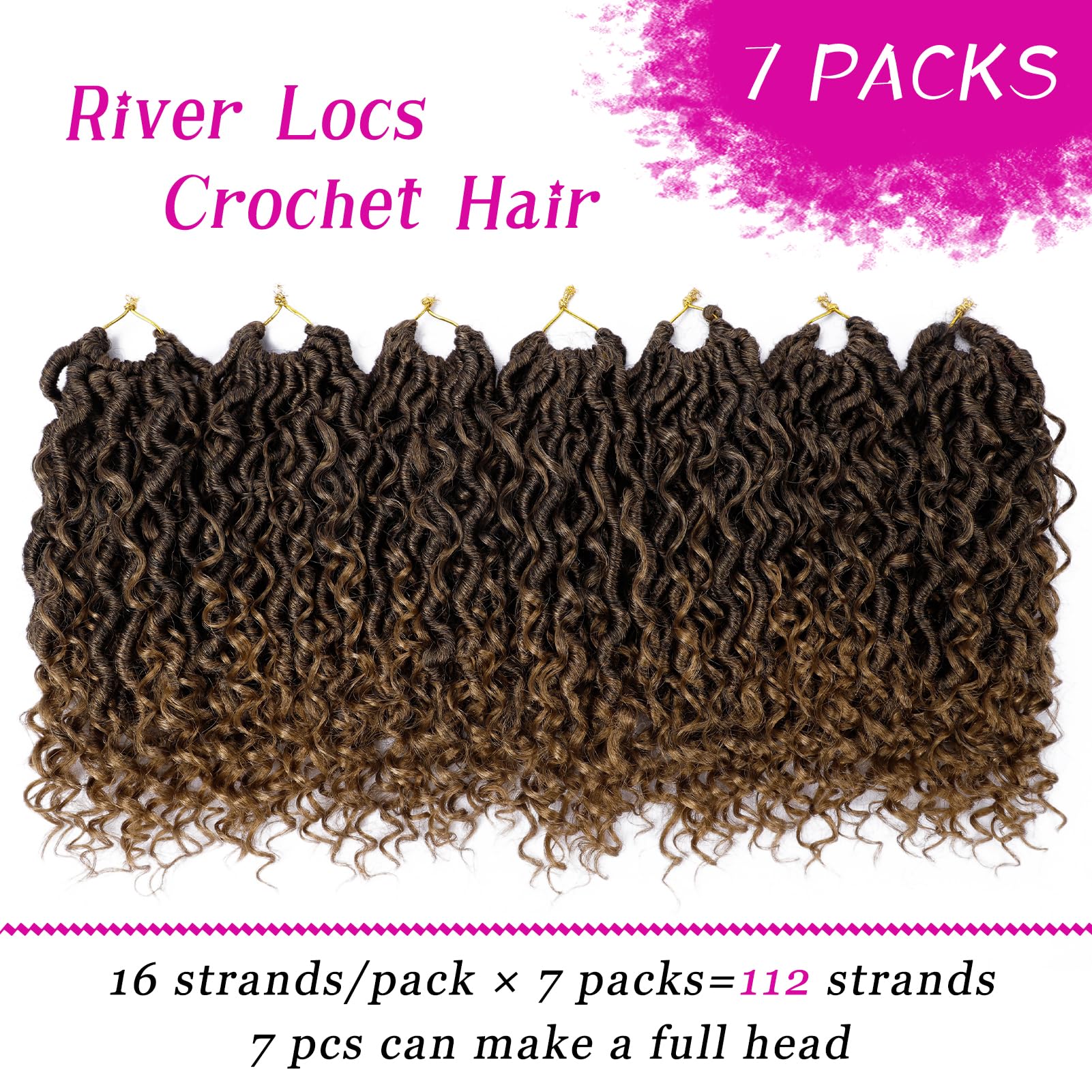 Goddess Locs Crochet Hair 10 Inch 7 Packs Ombre Boho Faux Locs Crochet Hair for Black Women Pre Looped Crochet Locs with Curly E