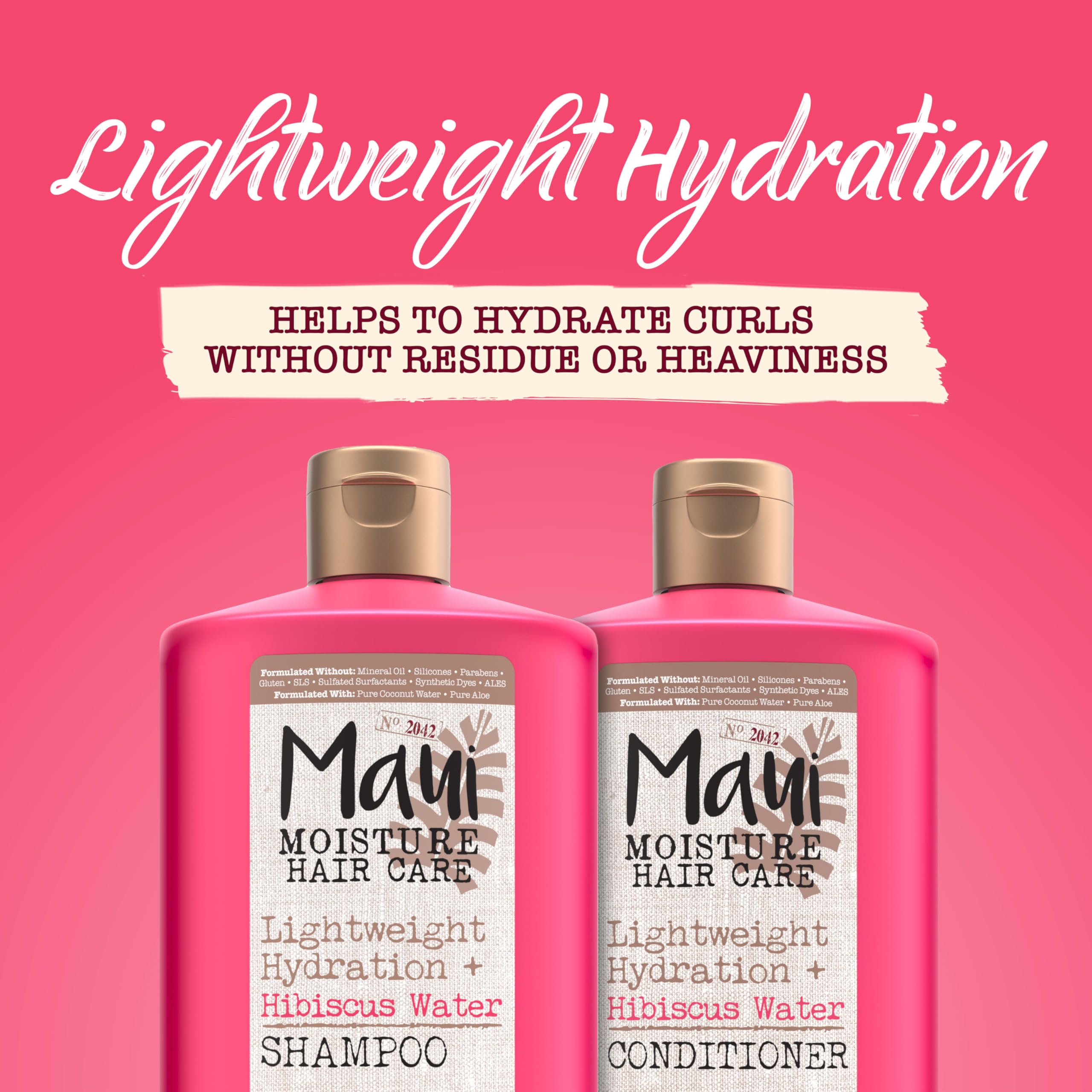 Maui Moisture Lightweight Hydration + Hibiscus Water Shampoo, Moisturizing Shampoo Softens & Quenches Wavy & Curly Hair With Alo