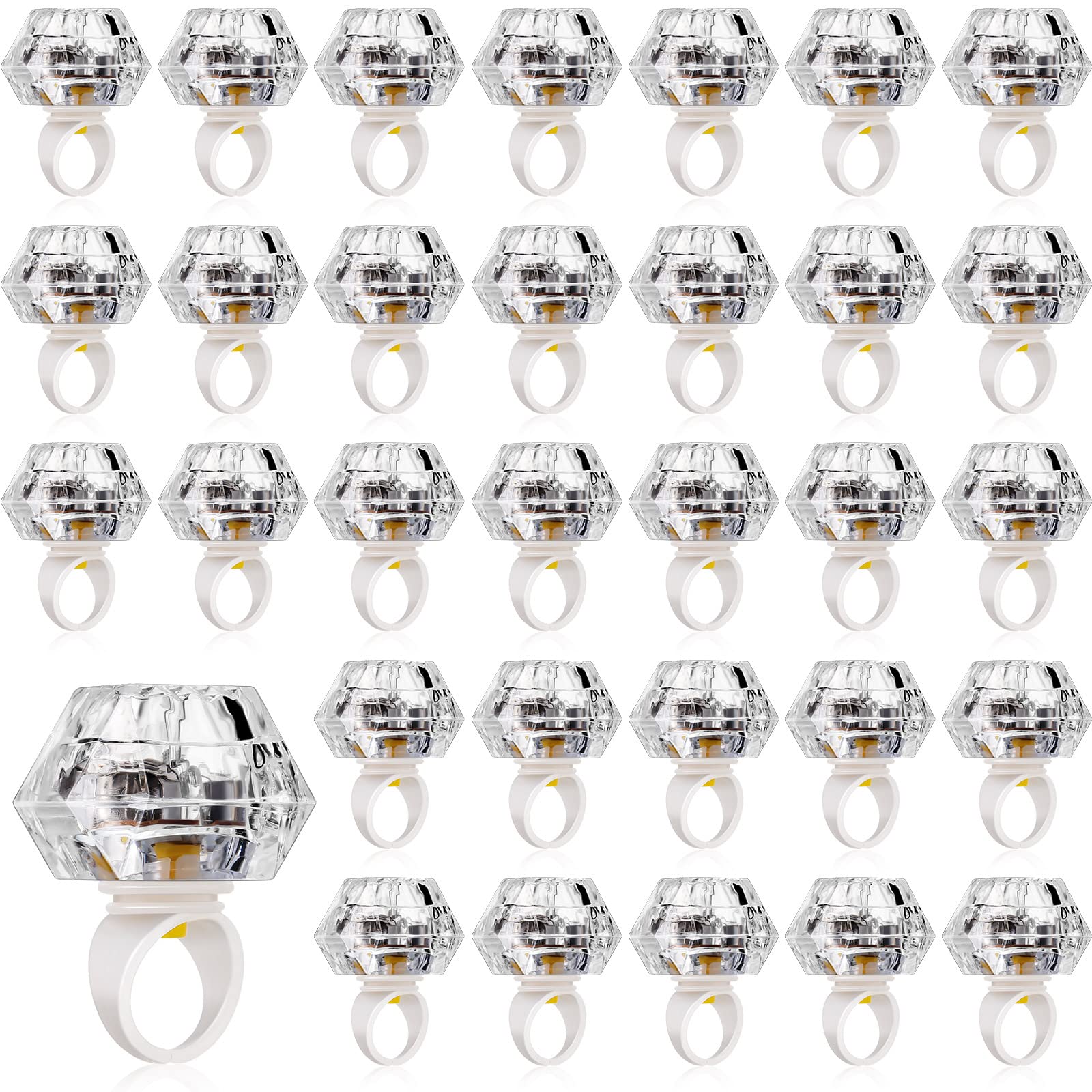 Vicenpal 50 Pack Flashing LED Light up Rings Operation Christmas Bachelorette Party Decorations Plastic Glow Toy Rings for Brida