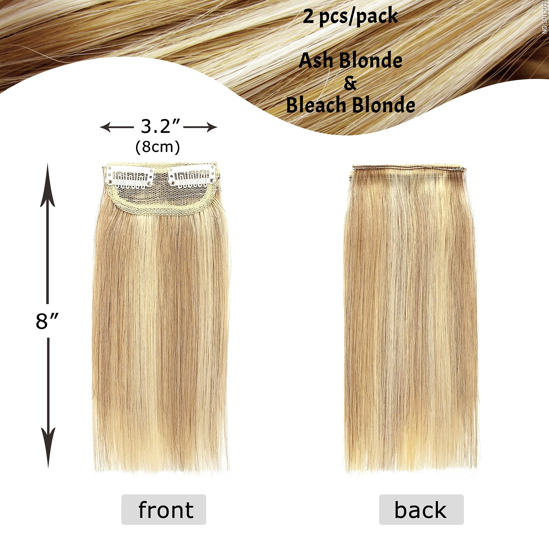 S-Noilite Hair Extensions For Short Hair Clip In Human Hair 2Pcs 2 Clips Balayage Clip In Hairpieces Remy Hair For Women With Th
