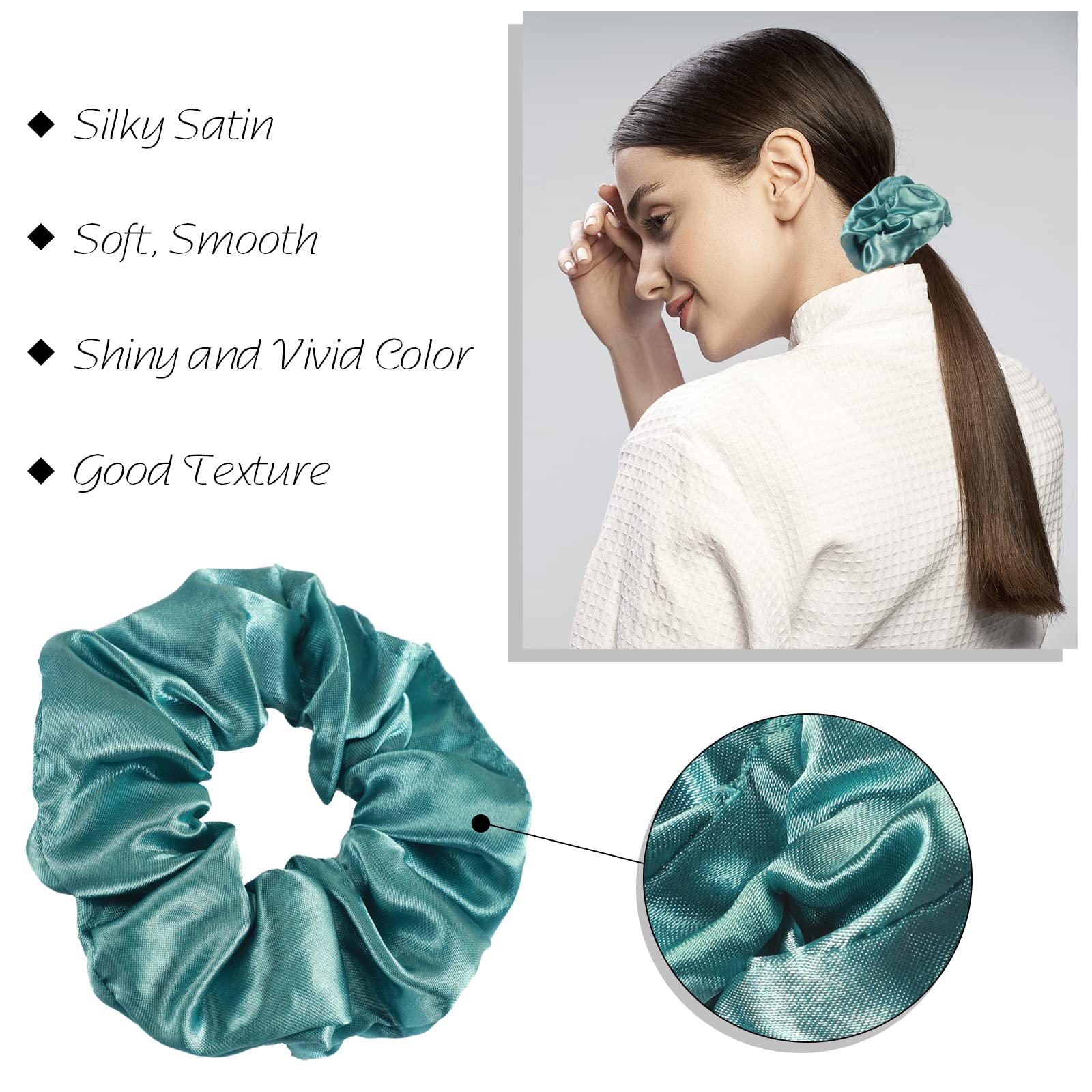 200 Scrunchies Bulk Pack: 52 Colors Hair Ties, Ponytail Holders, Hair Elastics For Curly Hair - Satin Accessories For Women, Gir