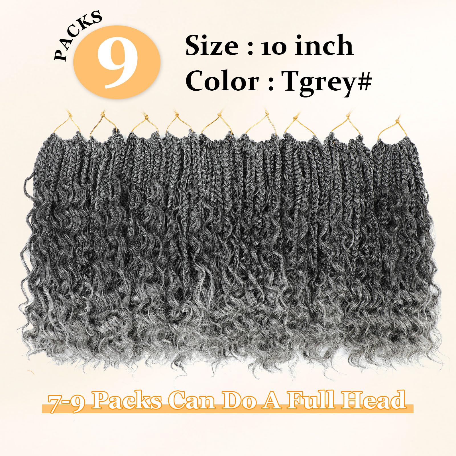 Yewell Goddess Box Braids Crochet Hair 10 Inch Boho Crochet Box Braids, 9 Packs Boho Box Braids Crochet Hair For Black Women Pre
