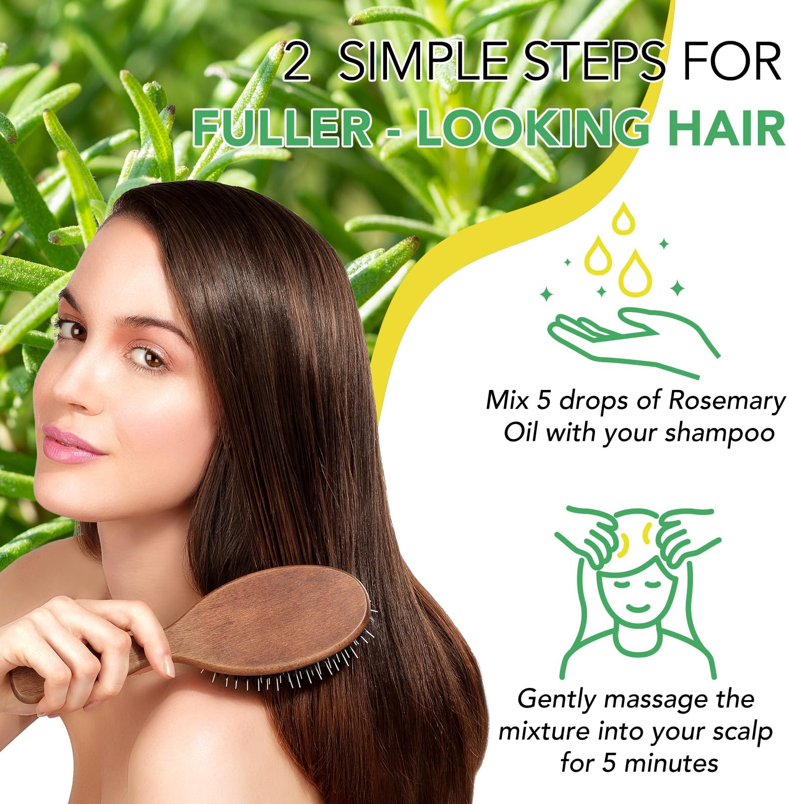 2 Pack Rosemary Oil For Hair Growth Organic,100% Pure Rosemary Essential Oil For Eyebrow And Eyelash Nourishes The Scalp