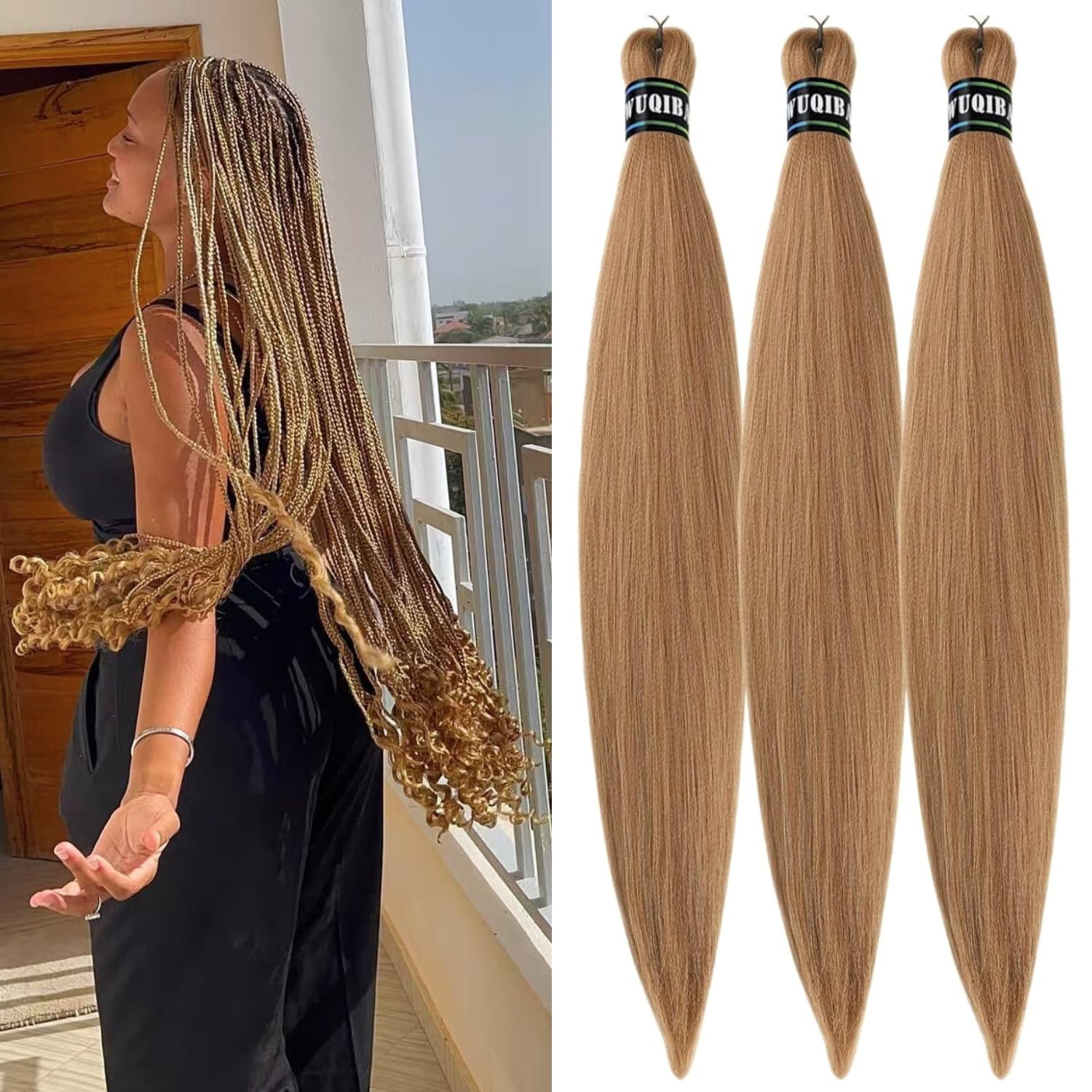 Dark Ash Brown Braiding Hair Pre stretched Box Braiding Hair Extensions for Knotless Braids Mixed Feed in Braids Hair for Braidi