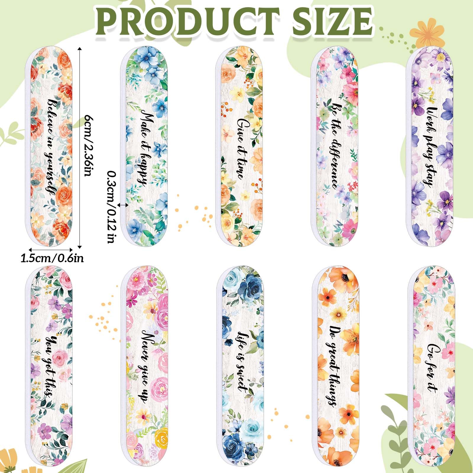 Teenyyou 60 Pcs Mini Nail Files Inspirational Gifts for Women Motivational Floral Double Sided Emery Boards Manicure Tools Siste
