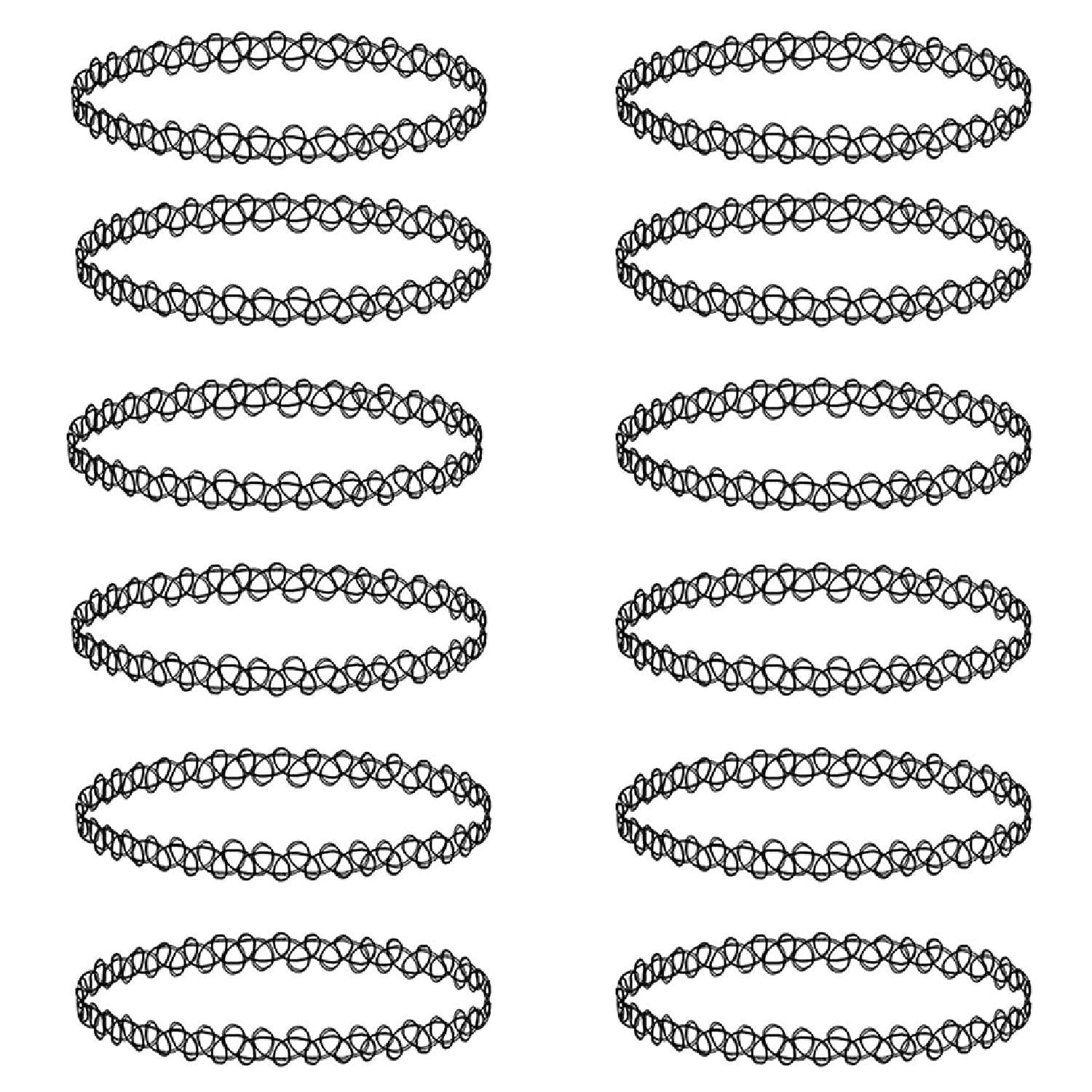 BodyJ4You 12PC Tattoo Choker Necklace Set  90s Accessories Old School 2000s Jewelry  Gothic Black Henna  One Size Women Teen 