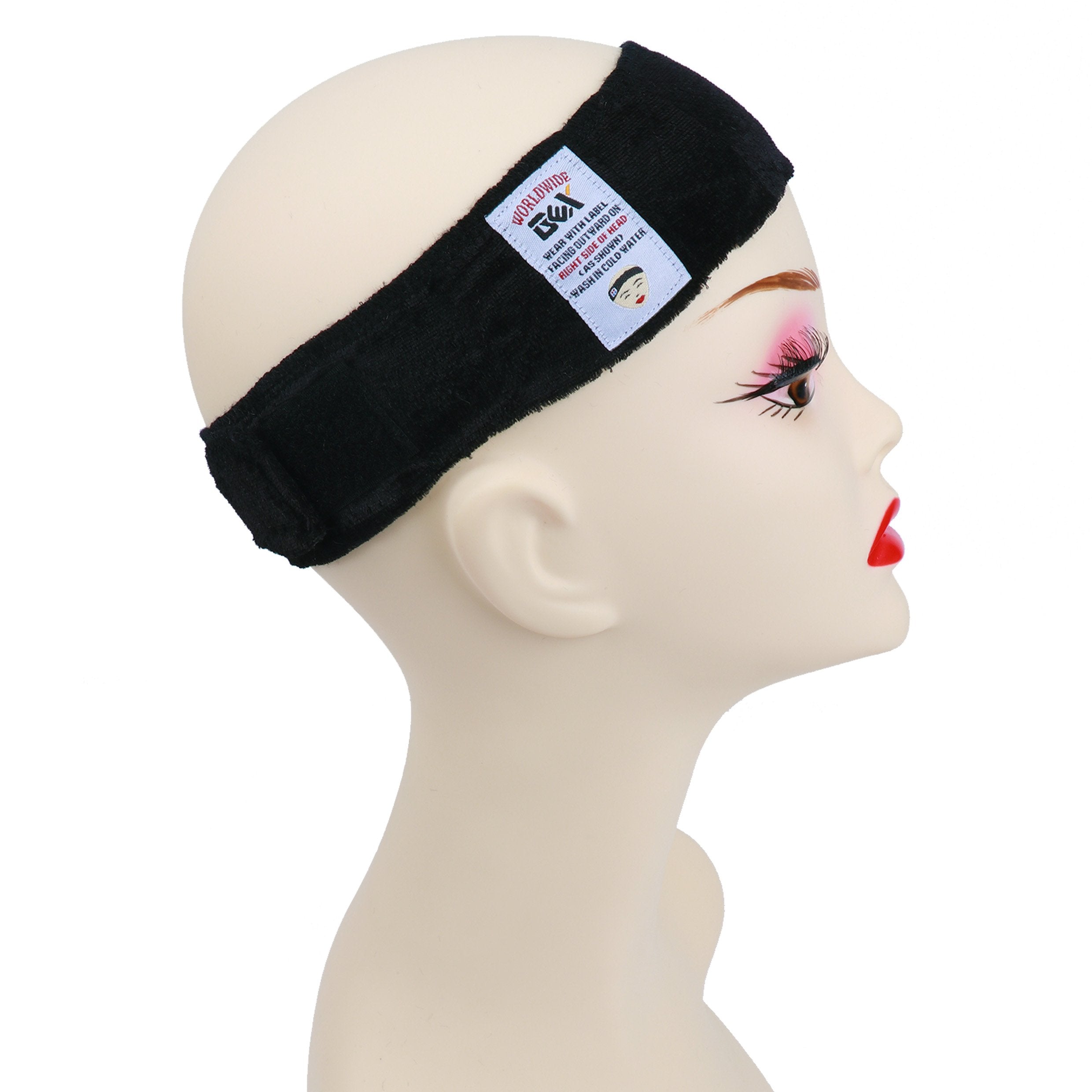 GEXWORLDWIDE GEX Beauty Flexible Velvet Wig Grip Scarf Head Hair Band Wig Band Adjustable Fastern (Dark Black)