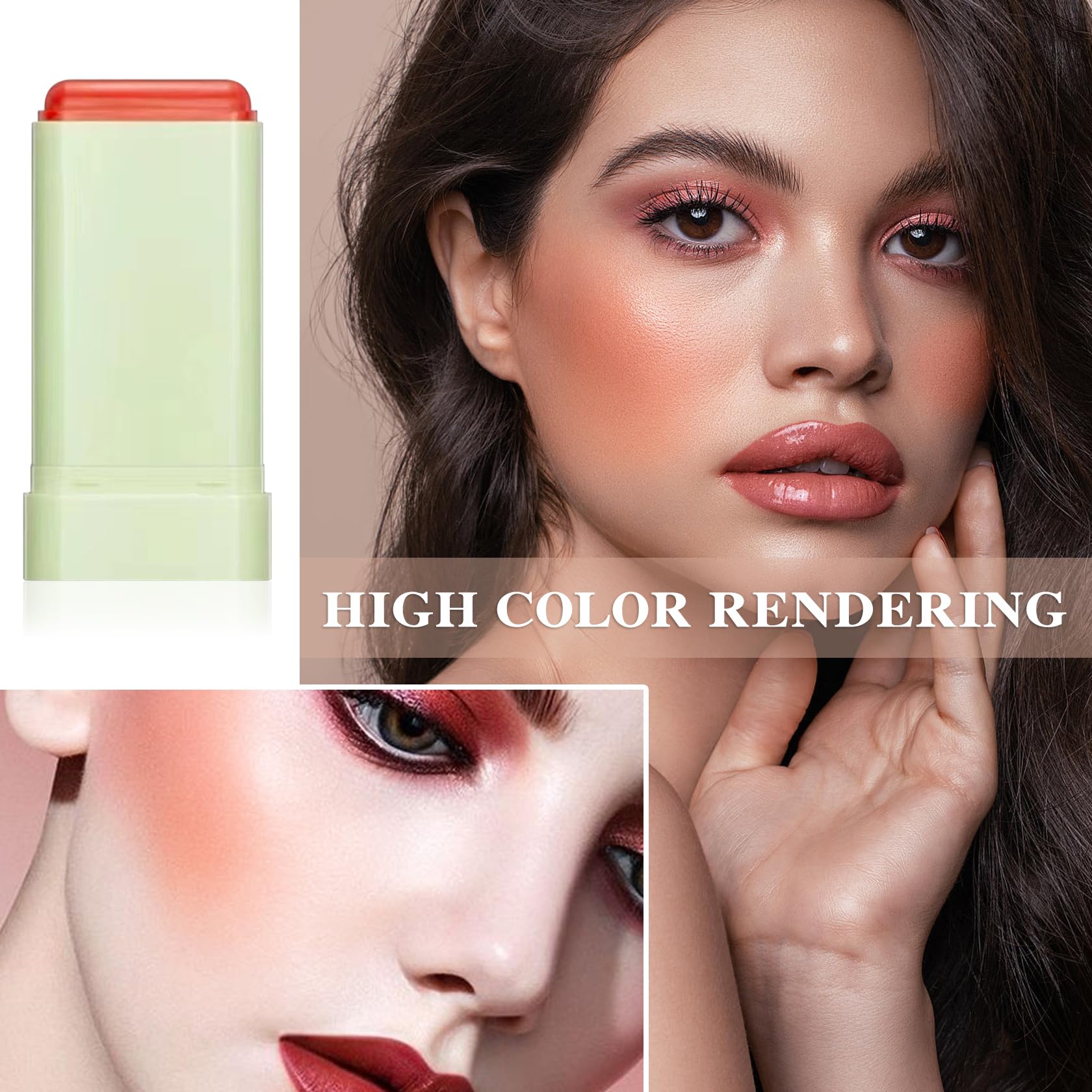 Lzylls Cream Blush Stick With Brush, Waterproof Opaque Pink Stick Makeup, Full Coverage, Suitable For All Skin, 1.0 Count