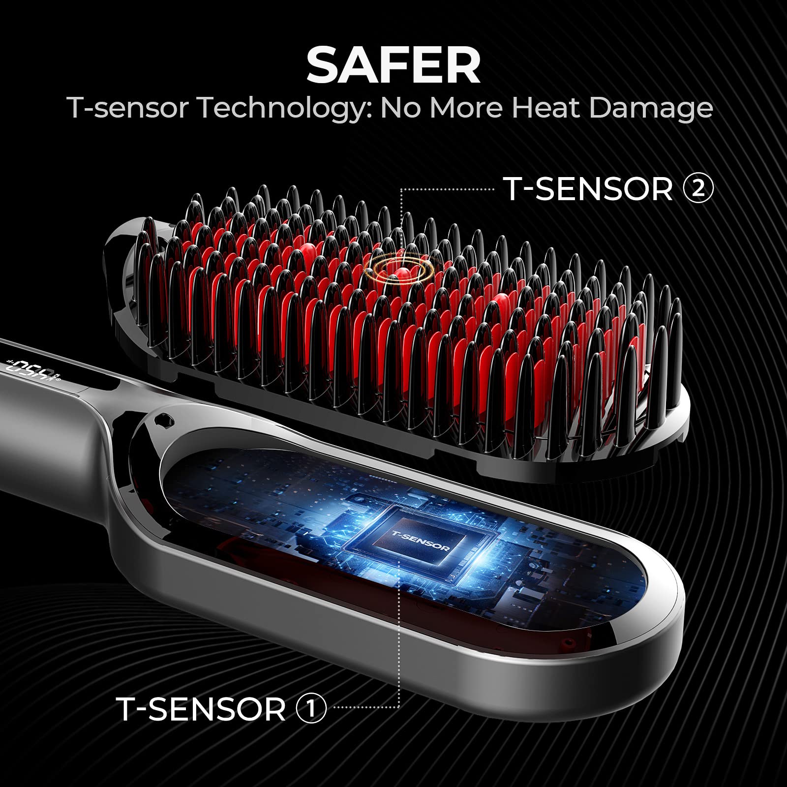 2023 Upgraded Hair Straightener Brush  Tymo Ionic Plus Straightening Brush With Dense Bristles, 16 Temps, Dual Voltage  Heat Bru