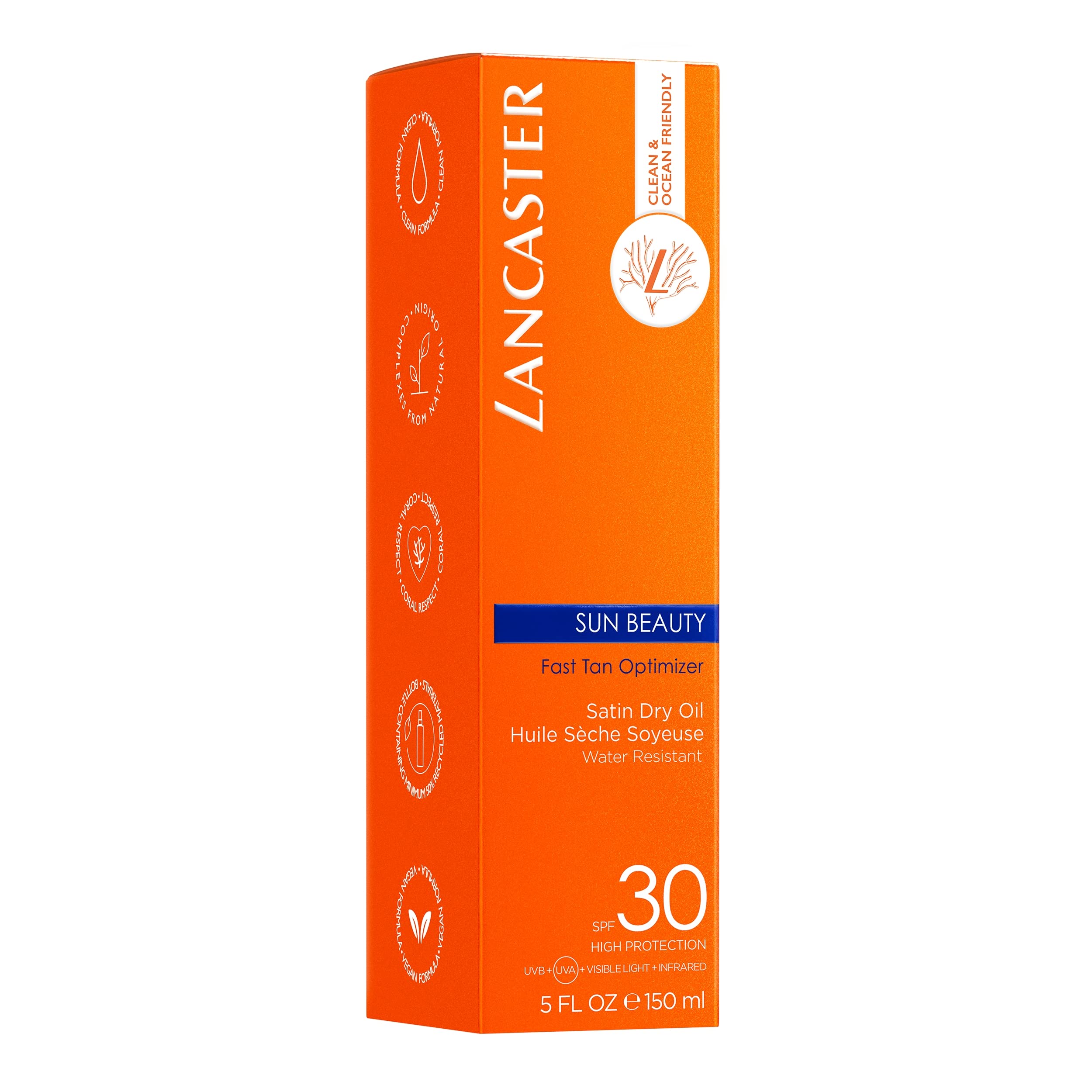 Lancaster Sun Beauty Satin Sheen Oil Fast Tan Optimizer SPF 30, Suncare & Bronzers Body, 5 Fl Oz