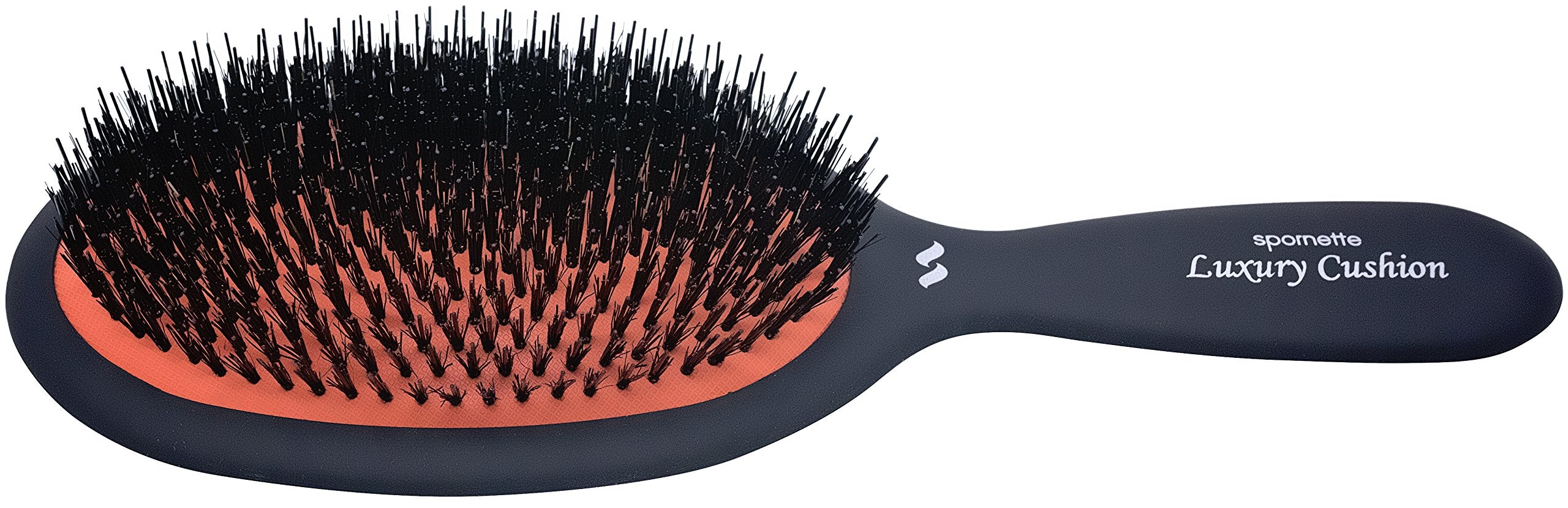Spornette Large Luxury Cushion Boar And Nylon Bristle Oval Hair Brush (#LX-1) With A Soft Satin No-slip Handle Best Used For Sty