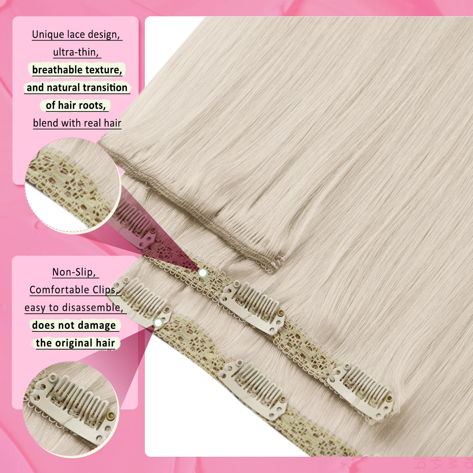 YoungSee 150G Clip in Extensions Platinum Blonde Clip in Hair Extensions Real Human Hair Blonde Clip on Hair Extensions Human Ha