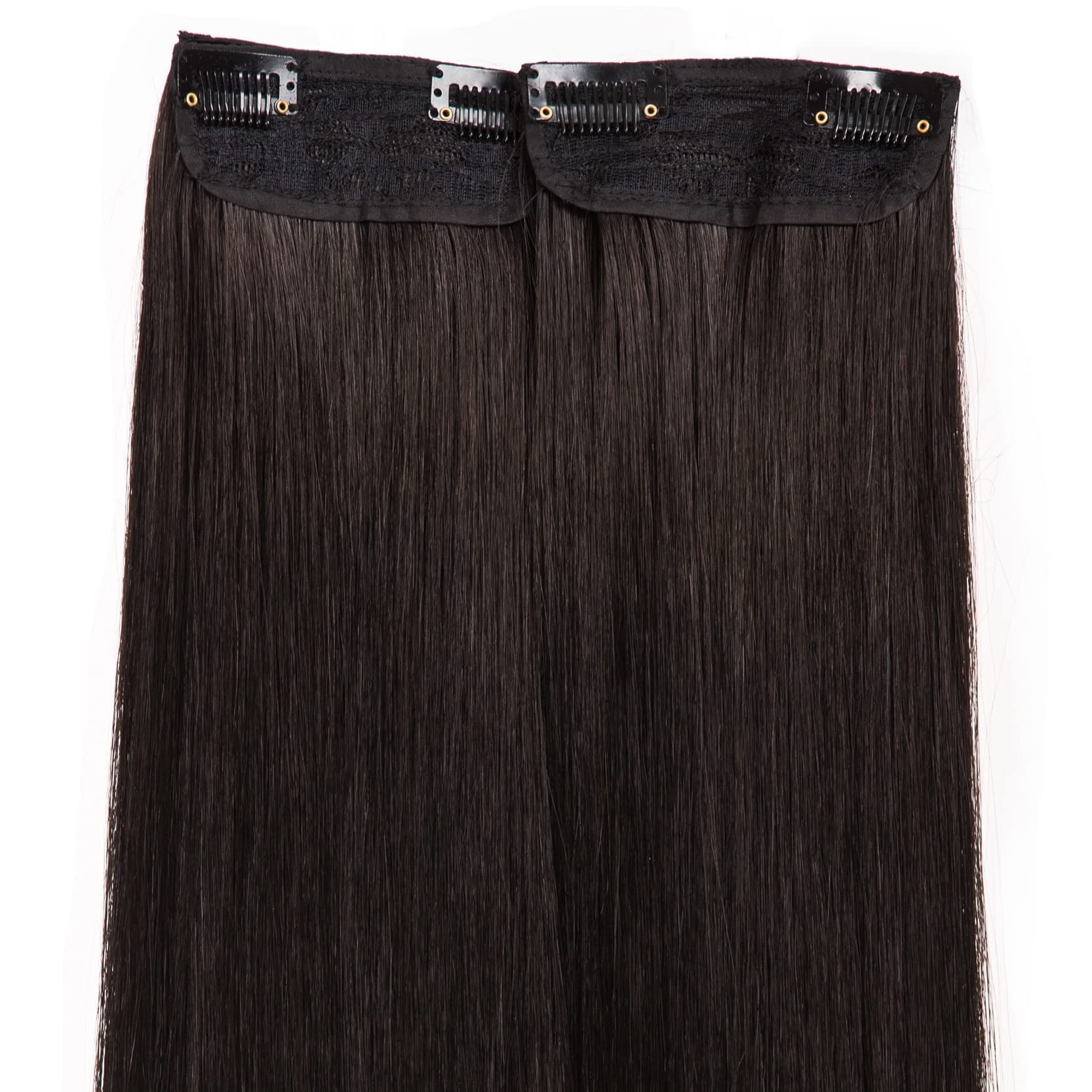 Docute Natural Black Clip In Hair Extensions Black Women 4 Pieces, Full Head Long Straight Hair Extensions Clip Ins Double Weft