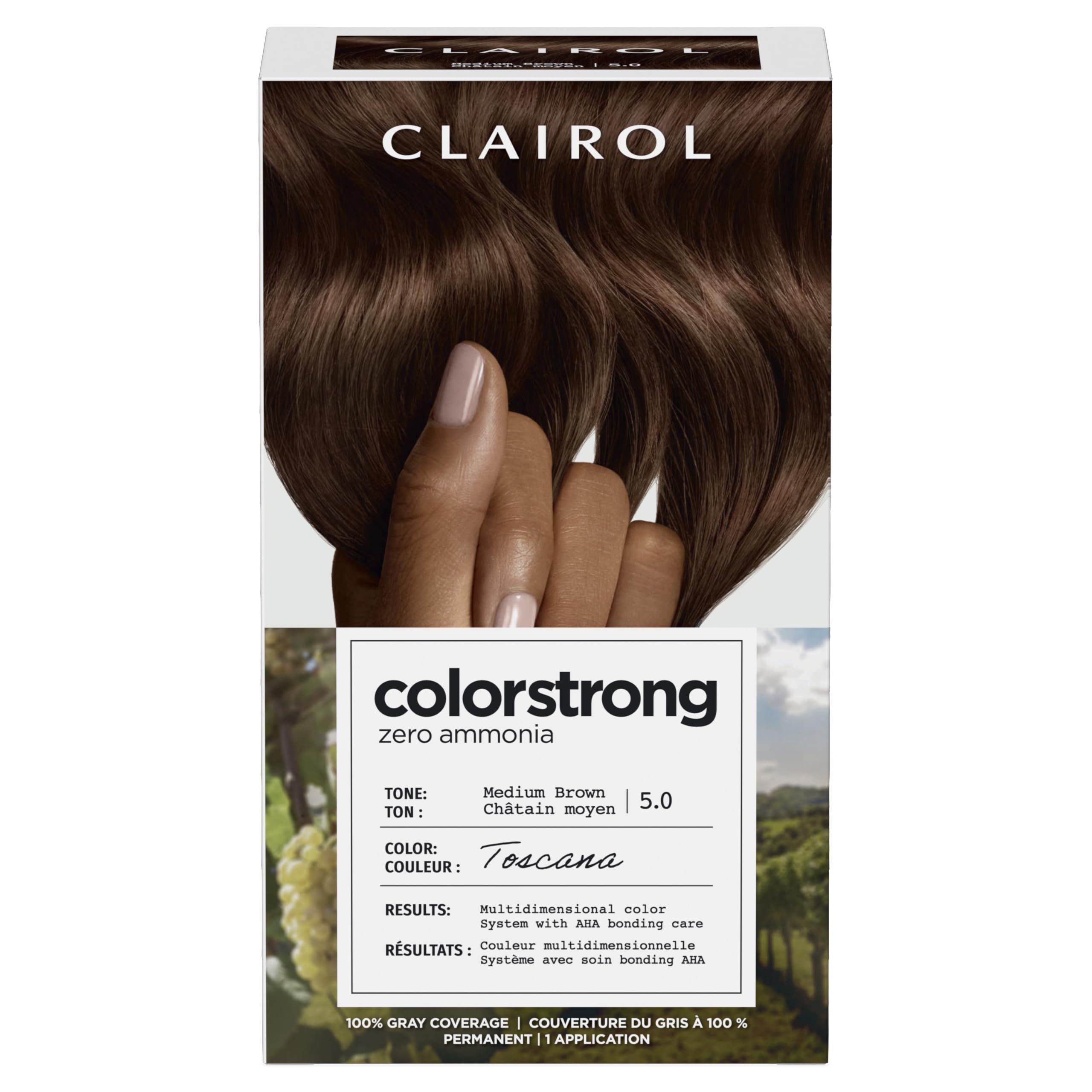 Clairol ColorStrong Permanent Zero Ammonia Hair Dye, 5.0 Medium Brown  Toscana Hair Color, Pack of 1