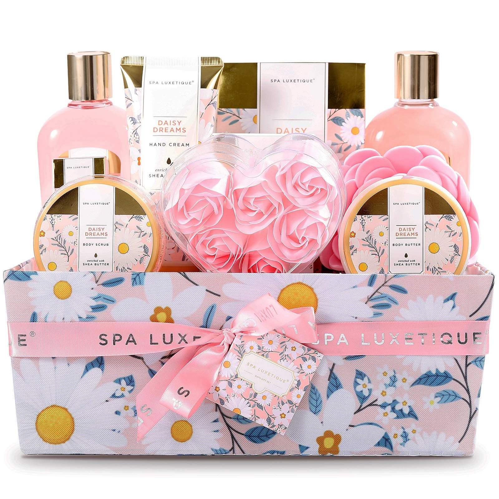Spa Gift Baskets For Women, Spa Luxetique Bath Gift Set, 12Pcs Relaxing Home Spa Kit For Women With Shower Gel, Bath Salt, Essen