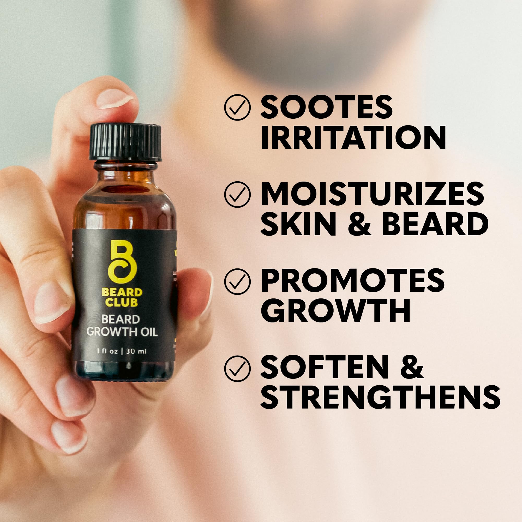 Beard Club - Beard Growth Oil - Grow A Thicker Fuller Beard & Hair, Fill in Patches - Healthy Natural Castor, Coconut and Avocad