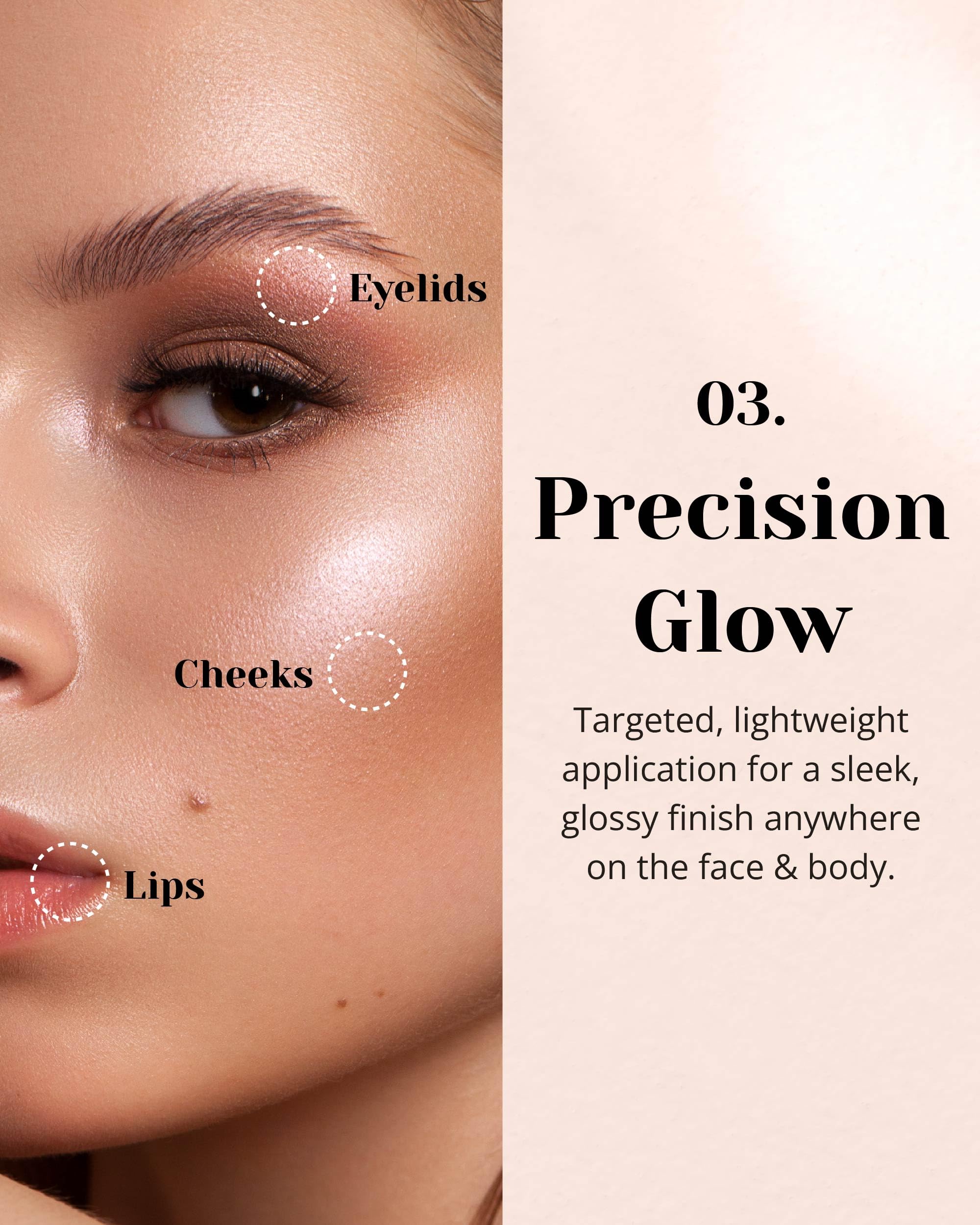 Glint Liquid Gel Highlighter (Dewy Moon, 0.1Oz) - Multi-Use Face & Body Gloss For Smooth Glow, Long-Lasting Illuminator Balm For