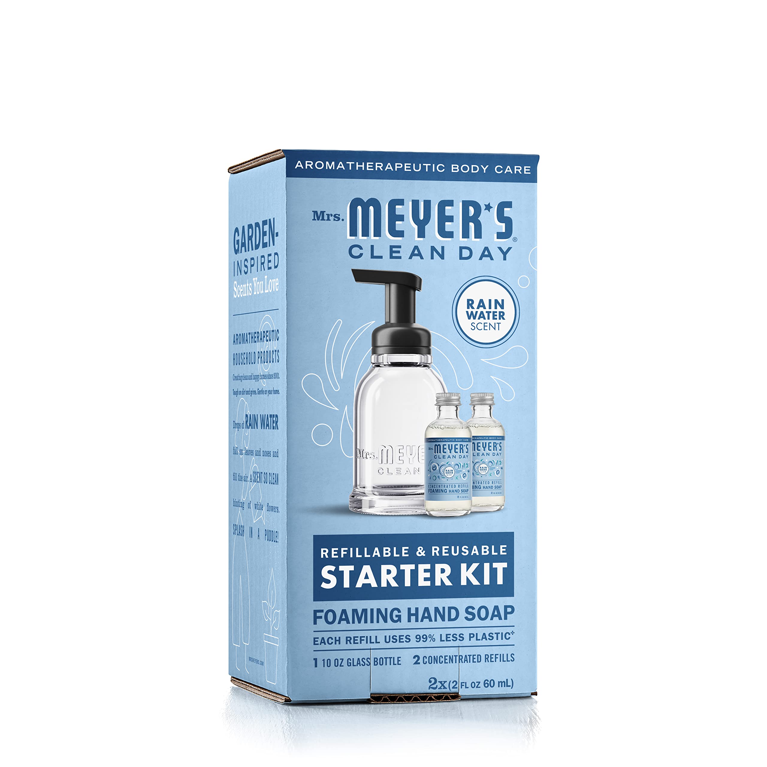 Mrs. Meyer'S Clean Day Foaming Hand Soap Dispenser & Concentrate Starter Kit,1 Glass Dispenser (10 Fl. Oz.) & 2 Concentrated Ref