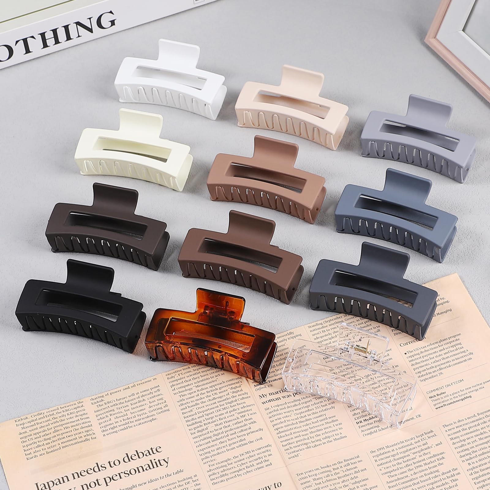 Sisiaipu 3.5 Inch Hair Clips - 12 Pcs Square Jaw Clips For Thick And Thin Hair, Rectangular Hair Accessories For Women And Girls