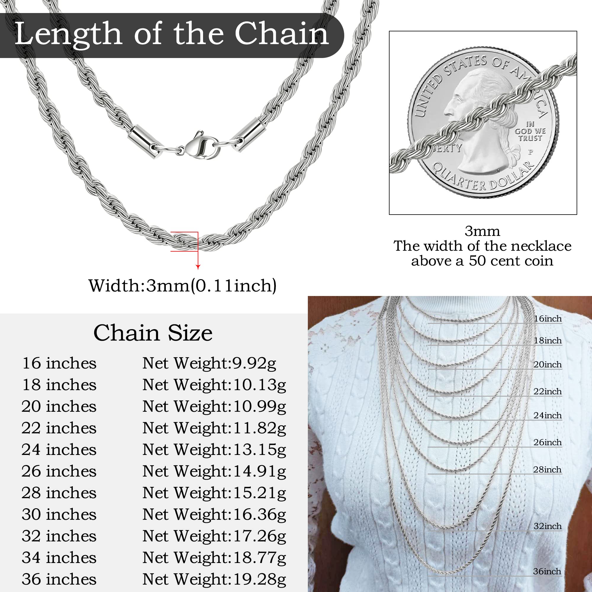 HolyFast Twist Chain Bracelets - Stainless Steel Rope Jewelry for Men & Women