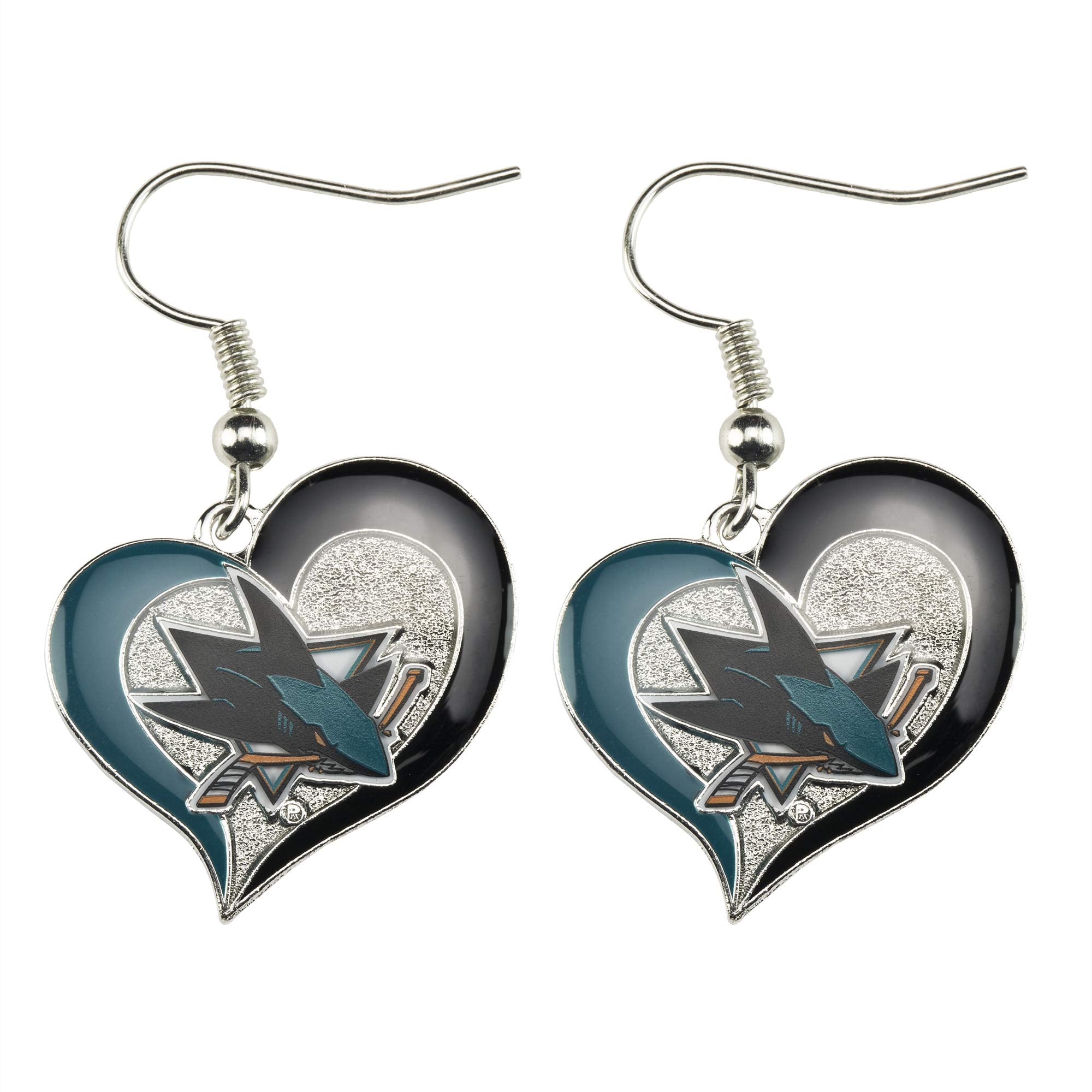 NHL San Jose Sharks Swirl Heart Earrings