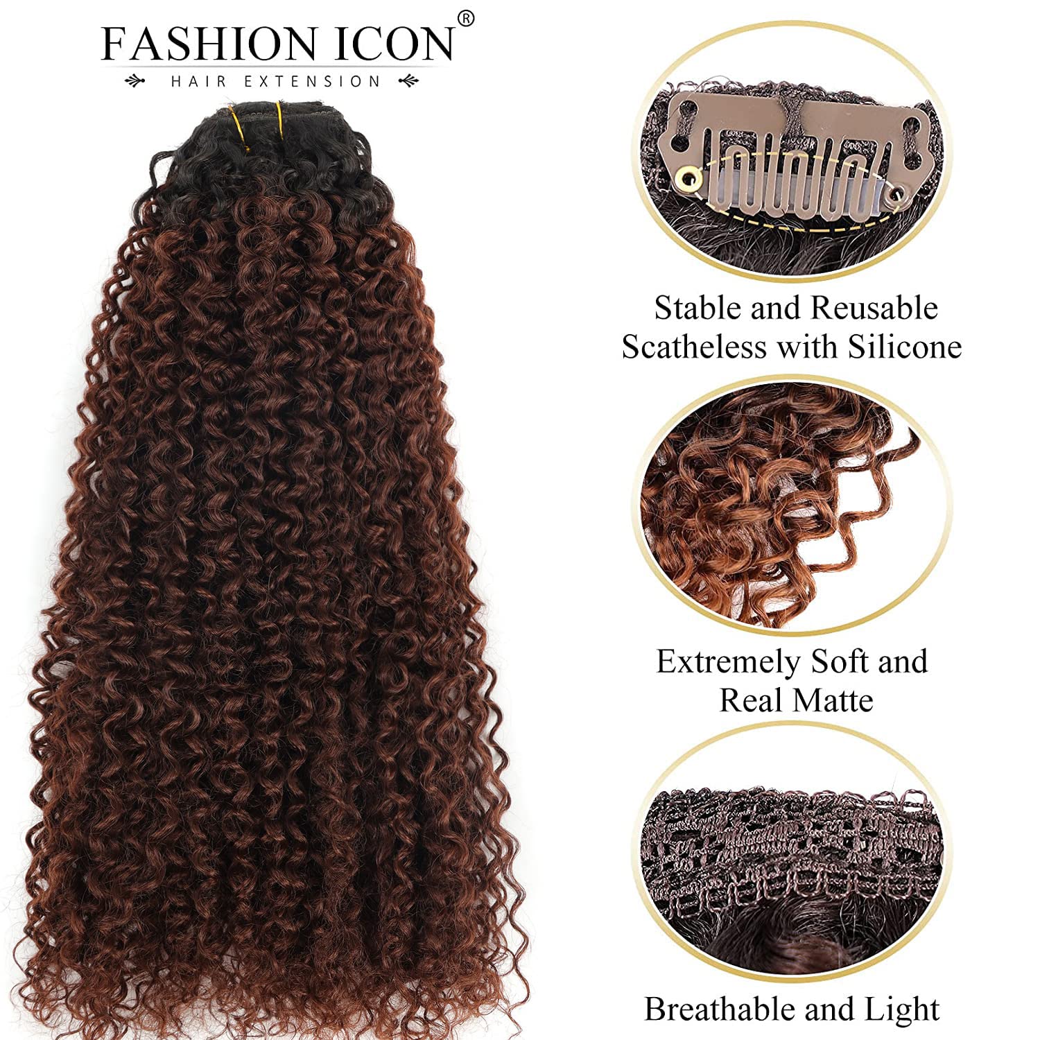 Curly Clip In Hair Extensions Clips In Feelings #33 Auburn Curly Hair Extensions For Black Women Jerry Hair Extensions Curly Hai